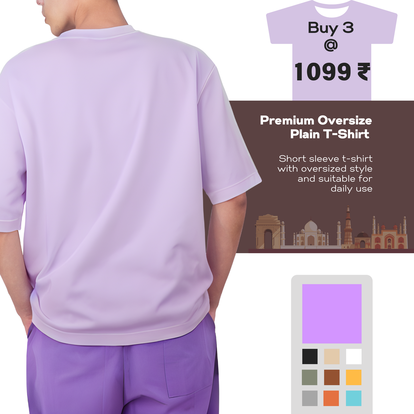 Solid oversize t-shirt: BUY 3 @ 1099/-