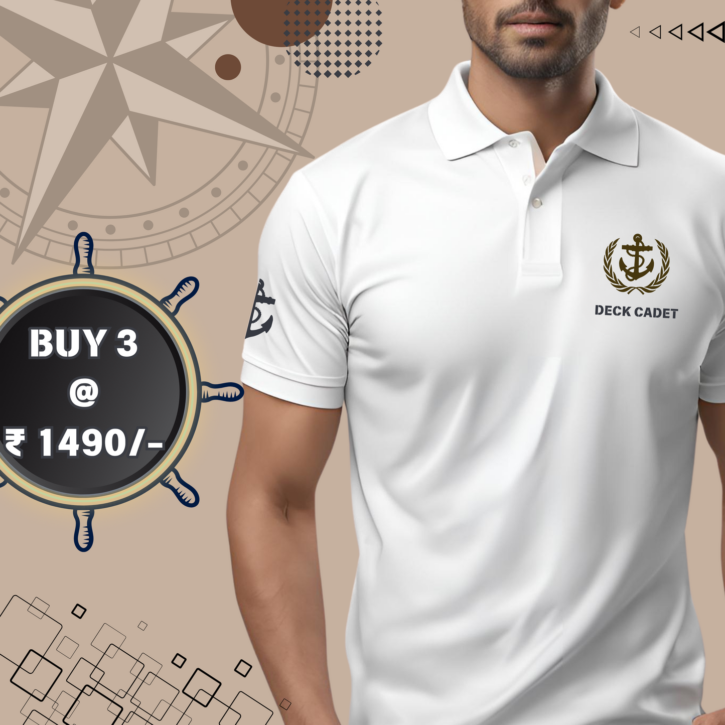 Deck Cadet Merchant Navy Polo neck Anchor T-shirt