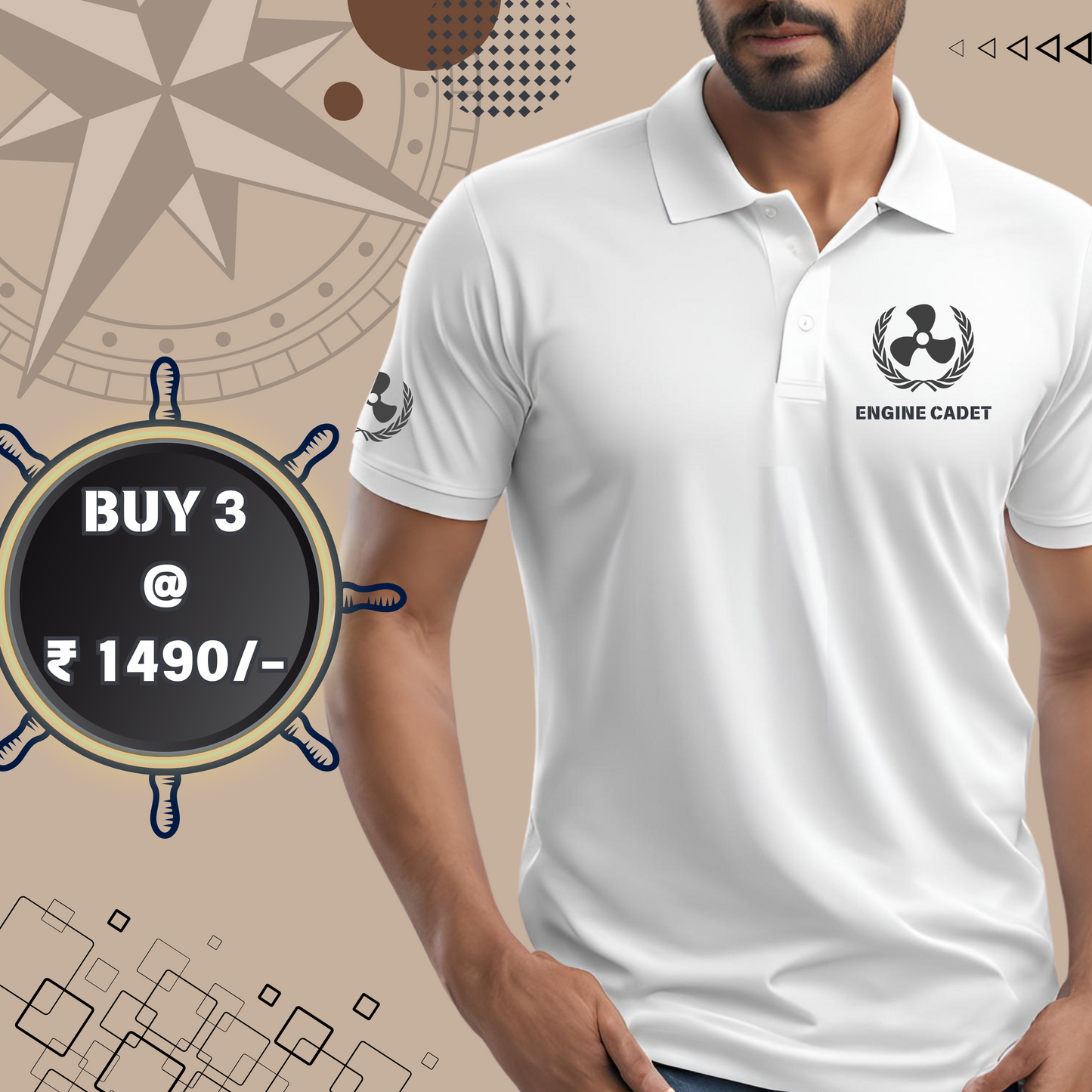 Engine Cadet / TME Merchant Navy Polo neck Propeller T-shirt