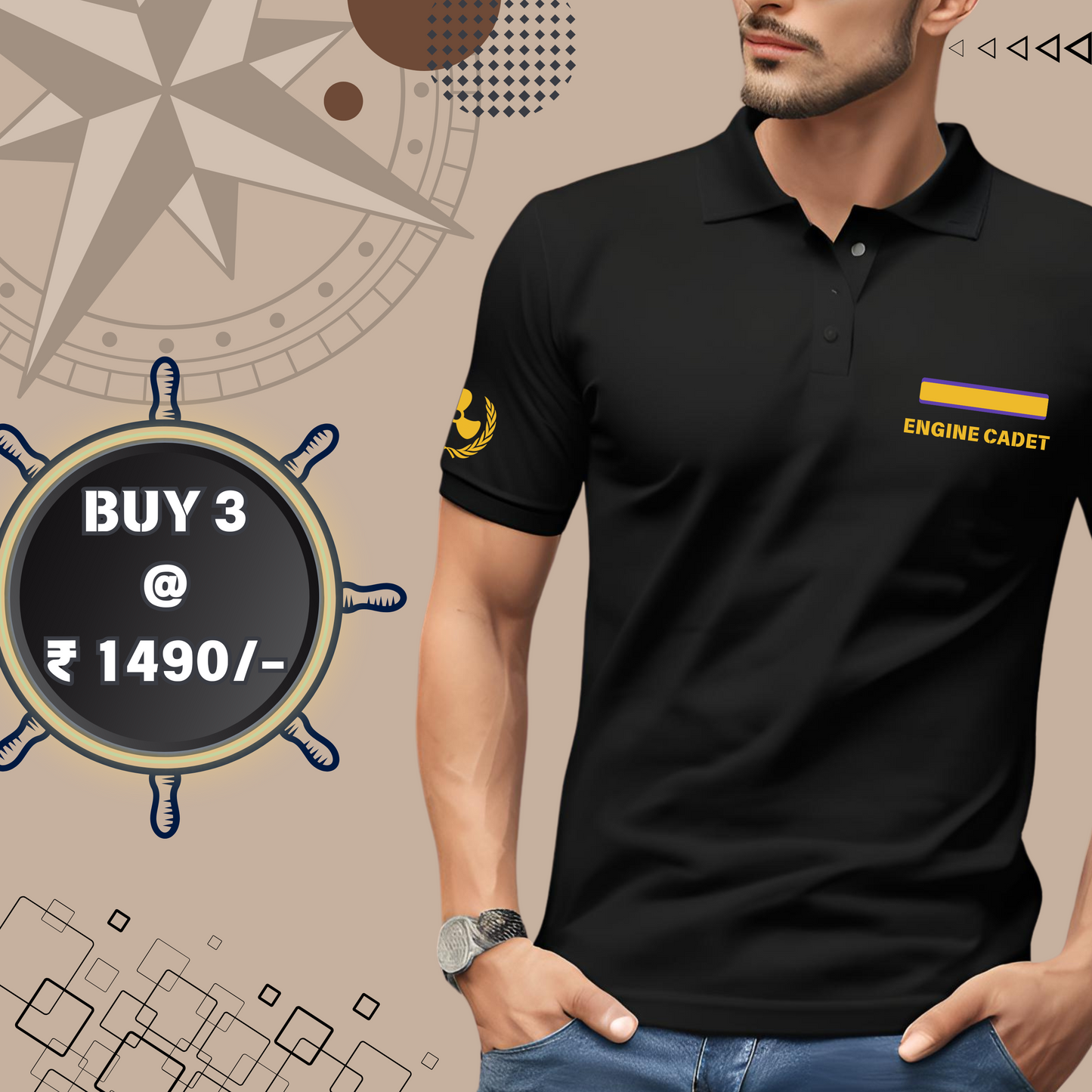 Engine Cadet / TME Merchant Navy Polo neck Rank T-shirt