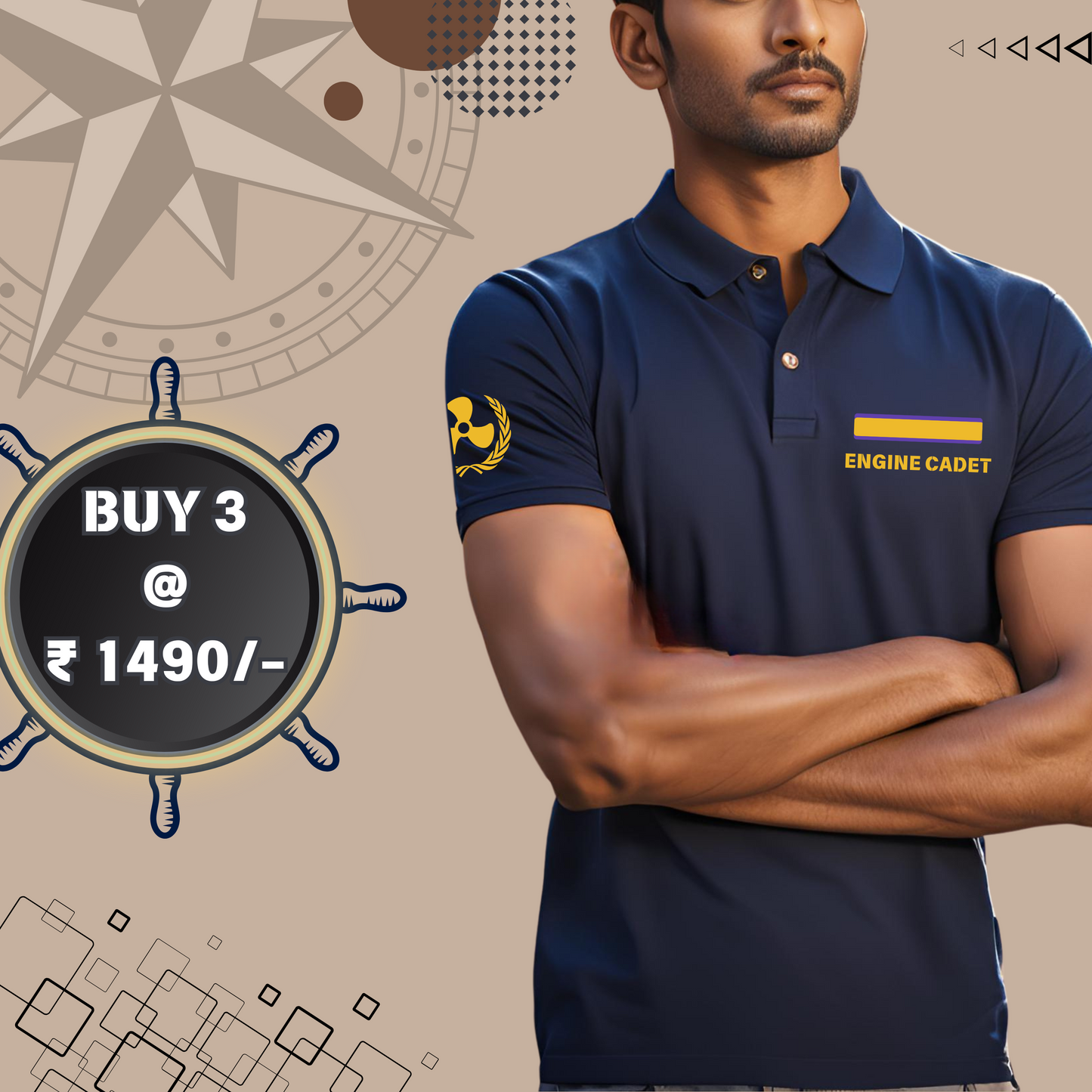 Engine Cadet / TME Merchant Navy Polo neck Rank T-shirt