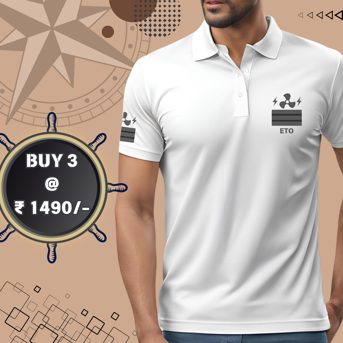 Electro Technical Officer / ETO Merchant Navy Polo neck Rank T-shirt