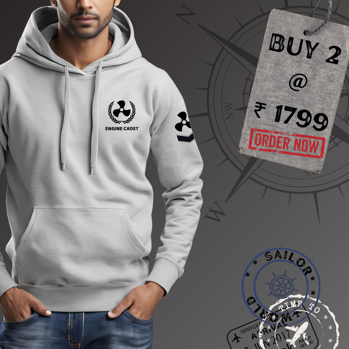 Engine Cadet Merchant Navy Premium Hoodie (All season)