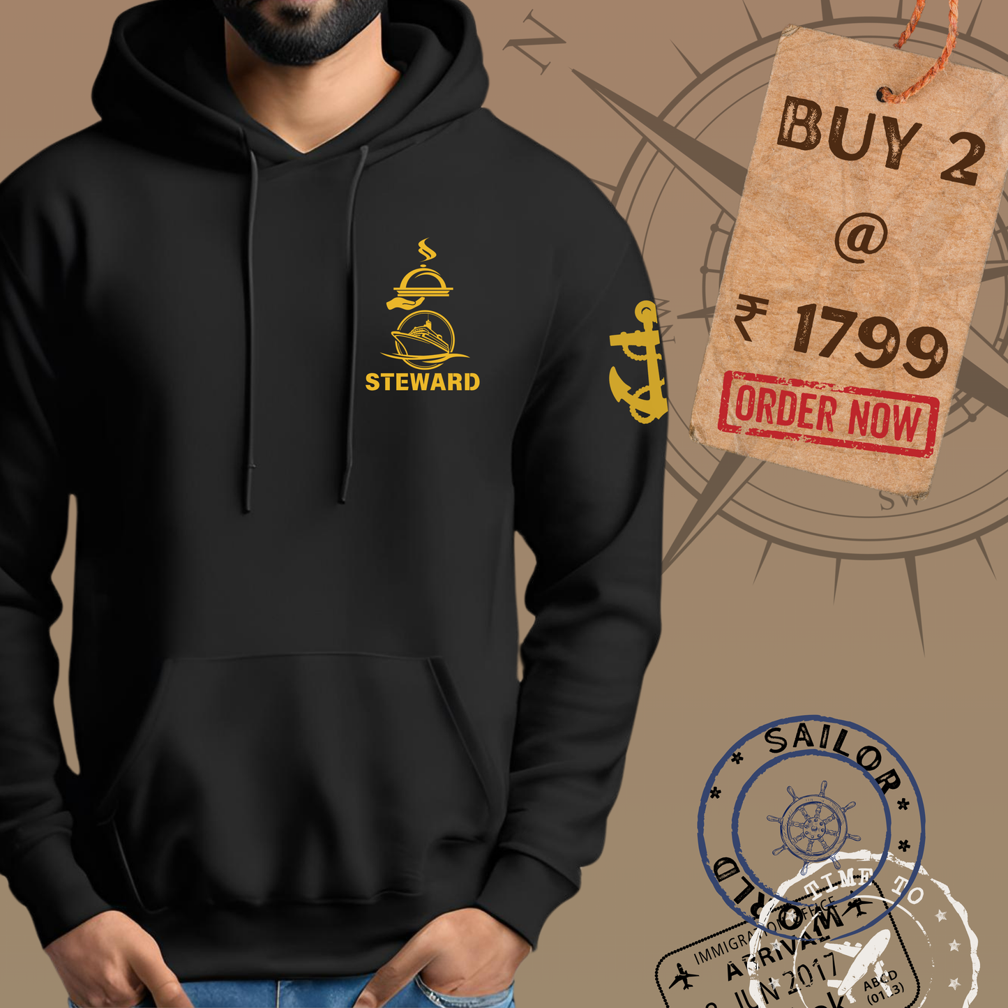 Steward Merchant Navy Premium Hoodie (All season)