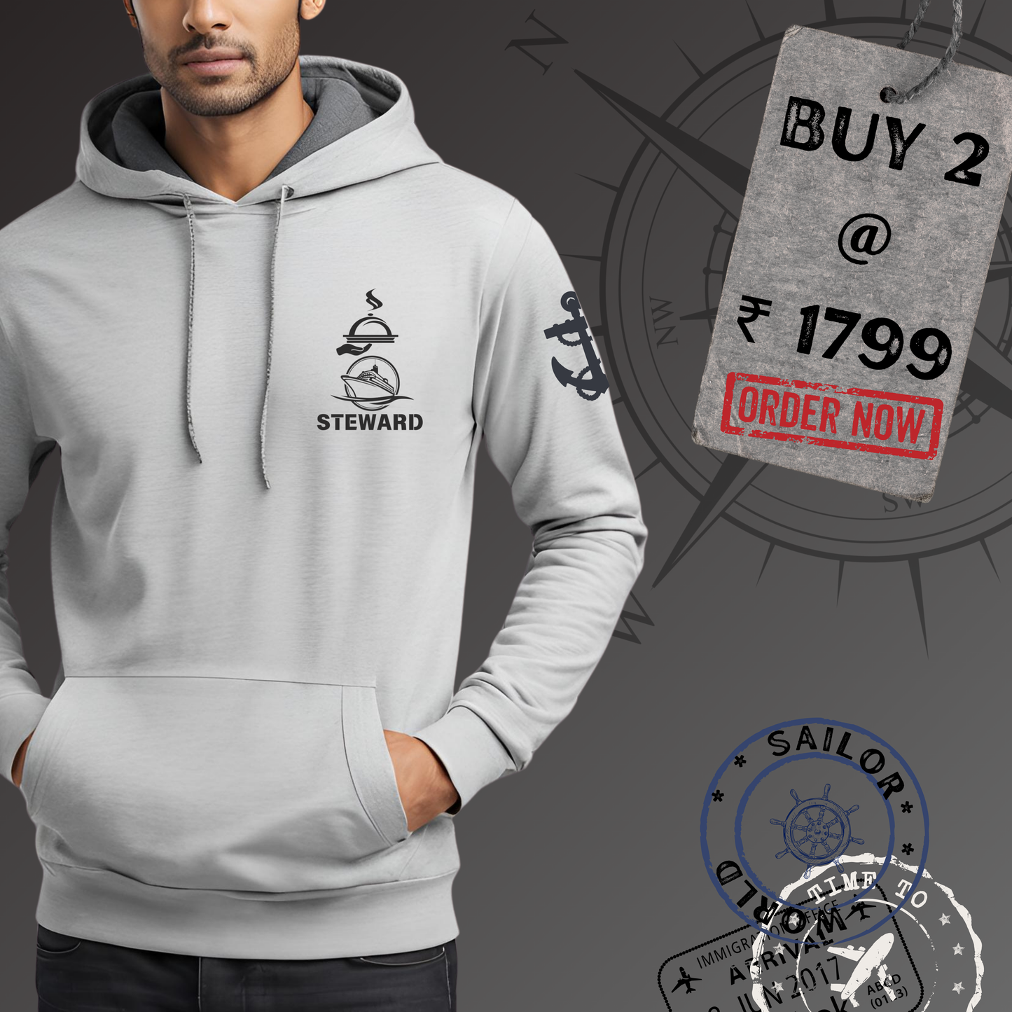 Steward Merchant Navy Premium Hoodie (All season)