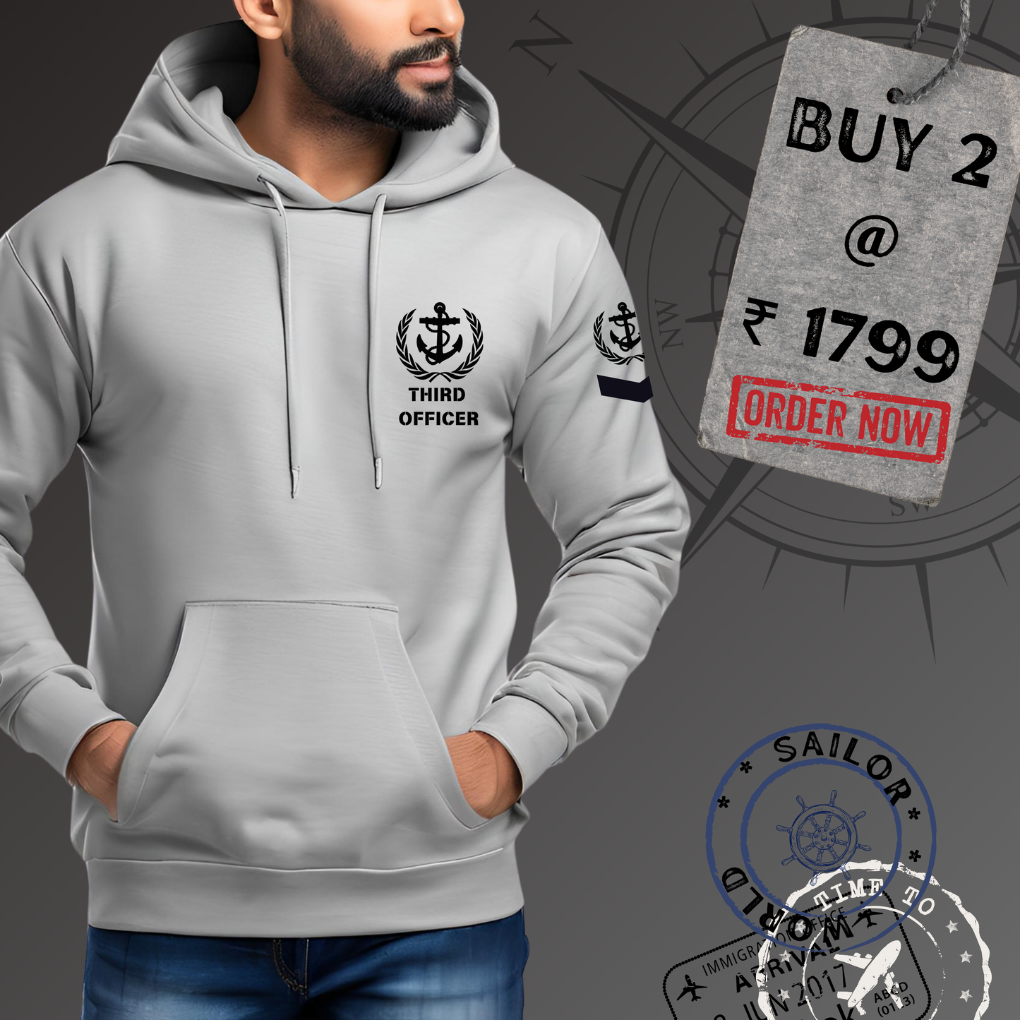 Third officer / 3rd mate Merchant Navy Premium Hoodie (All season)