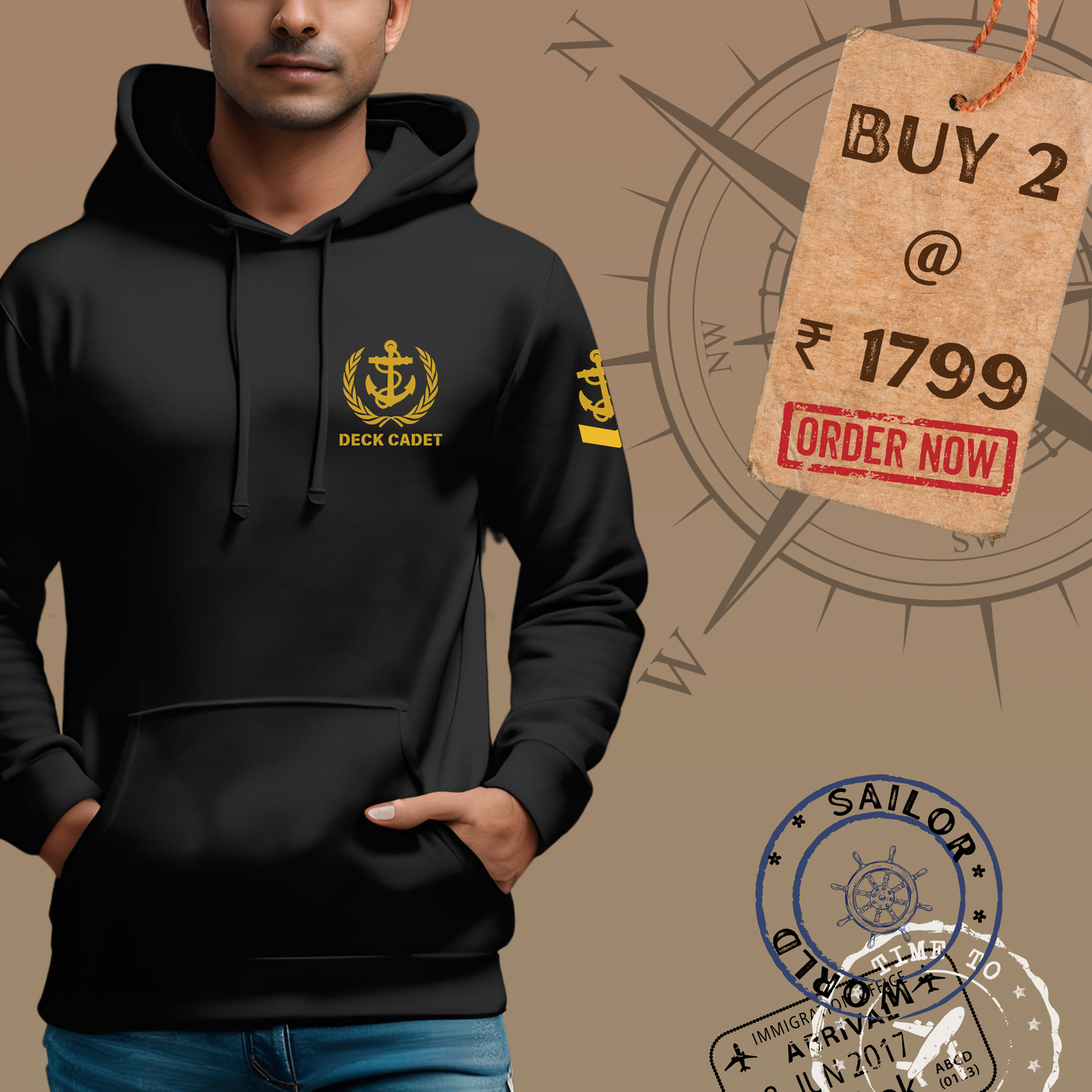 Deck Cadet Merchant Navy Premium Hoodie (All season)