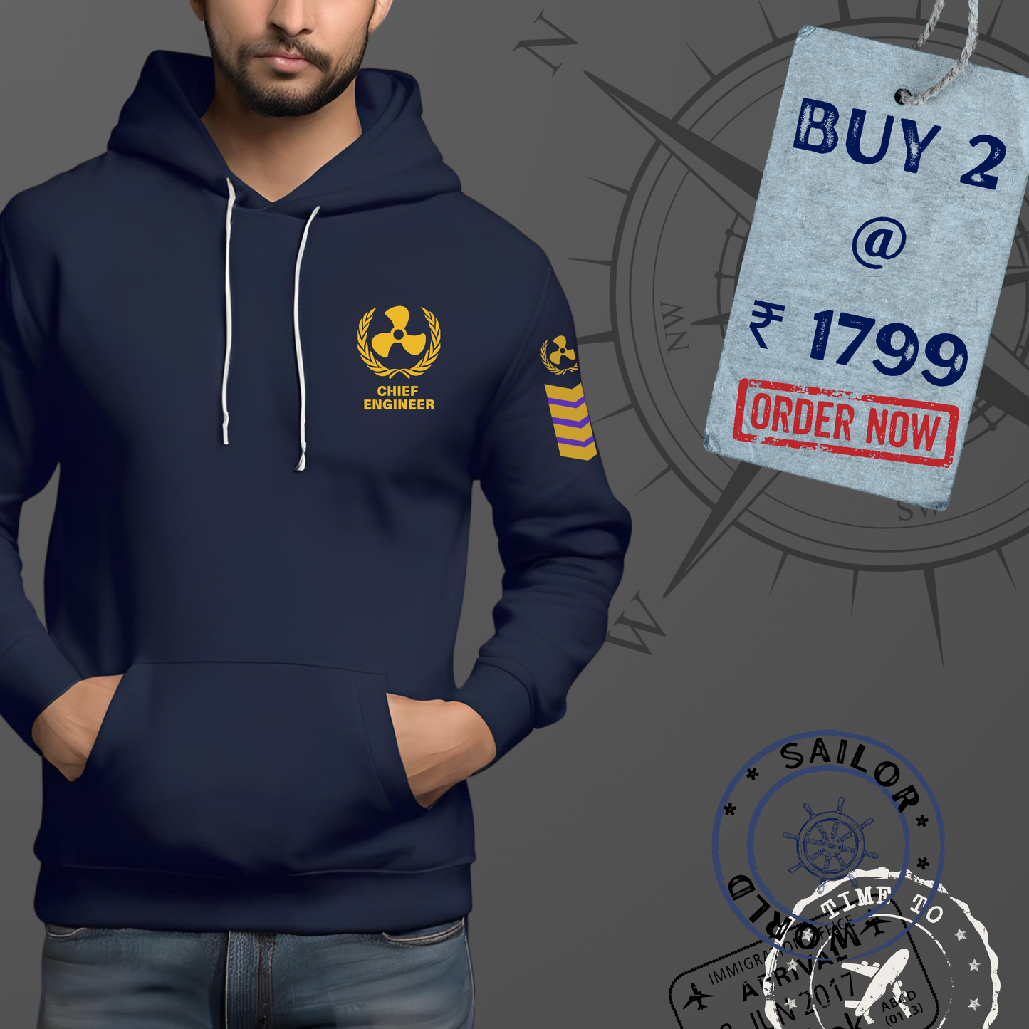Chief Engineer Merchant Navy Premium Hoodie (All season)