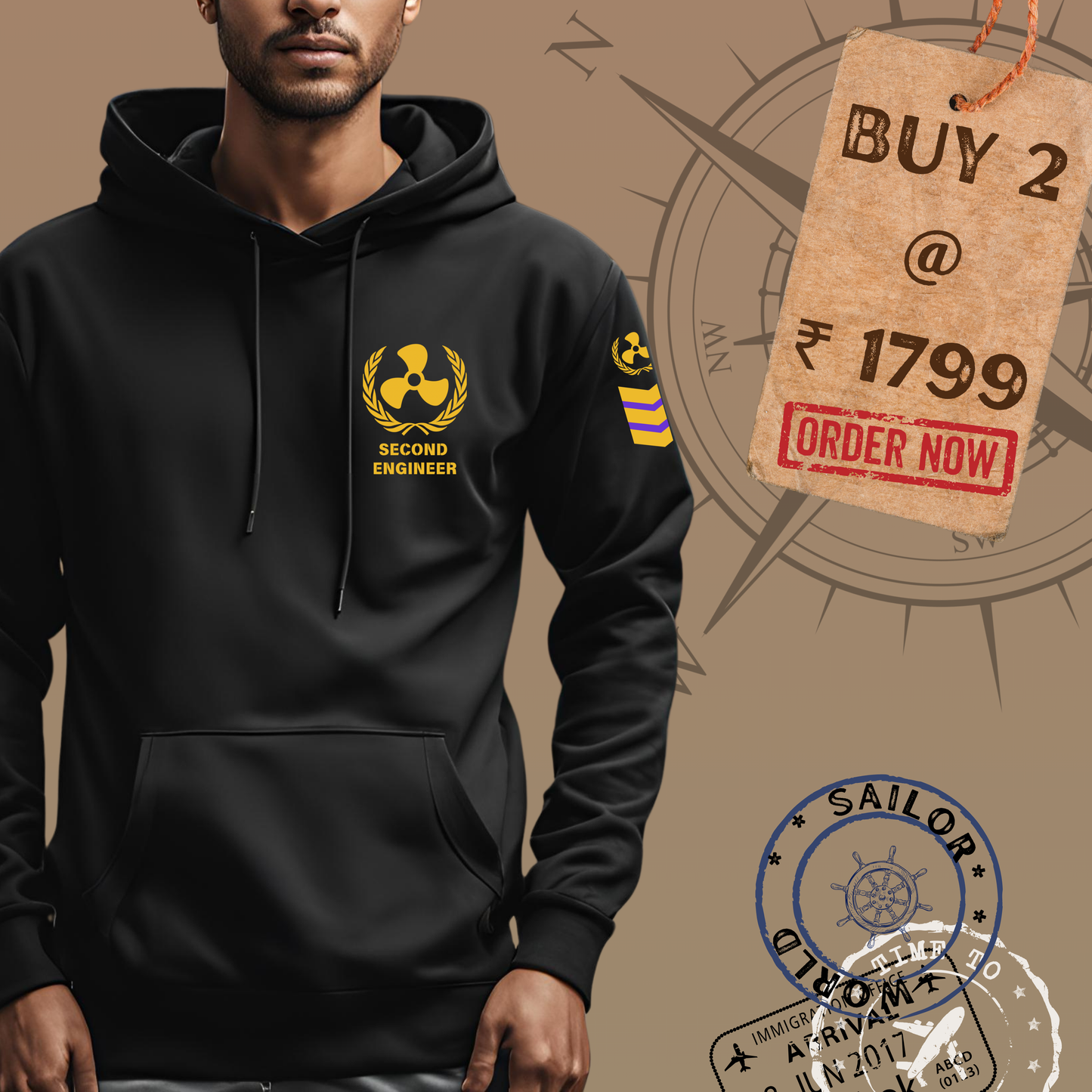 2nd Engineer Merchant Navy Premium Hoodie (All season)
