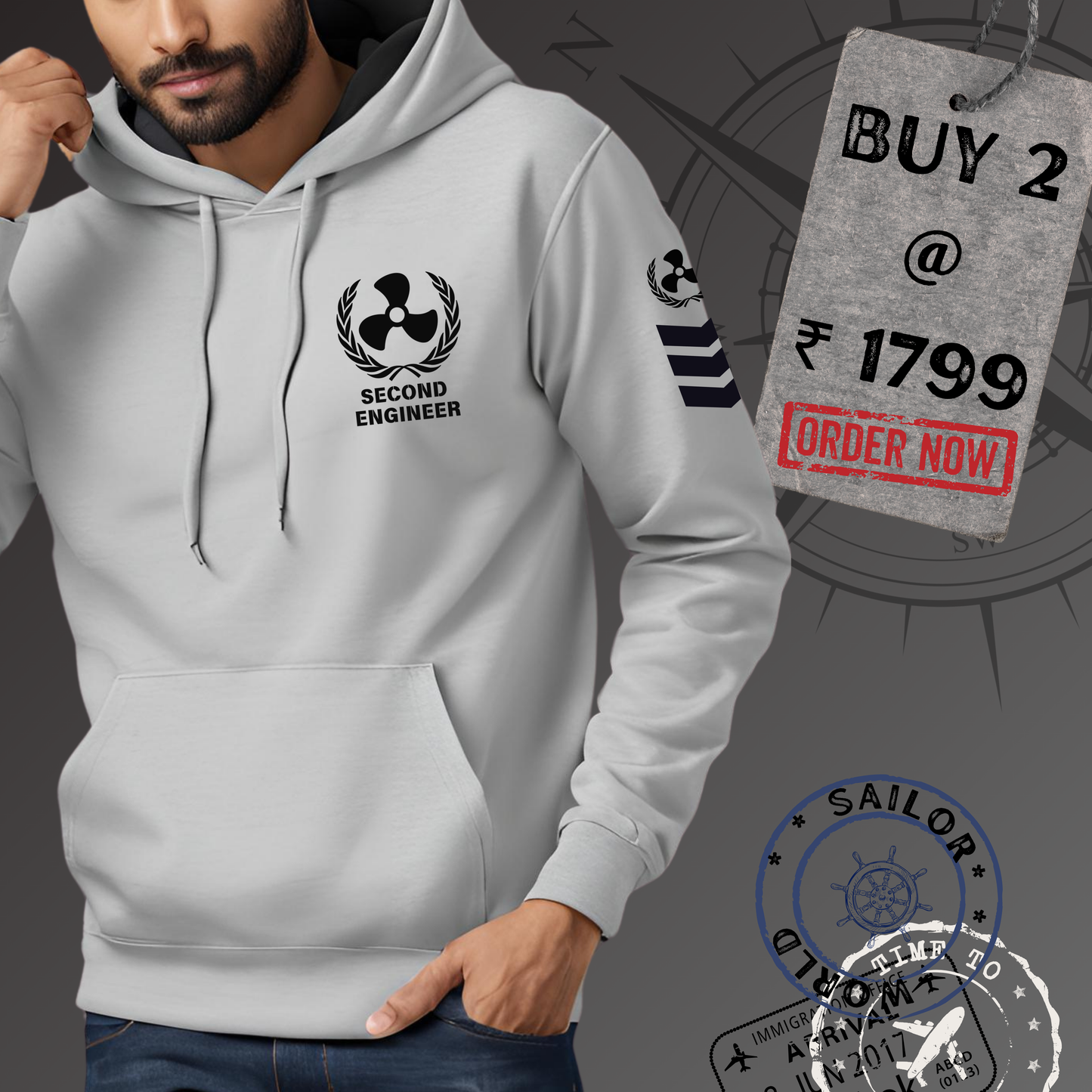 2nd Engineer Merchant Navy Premium Hoodie (All season)