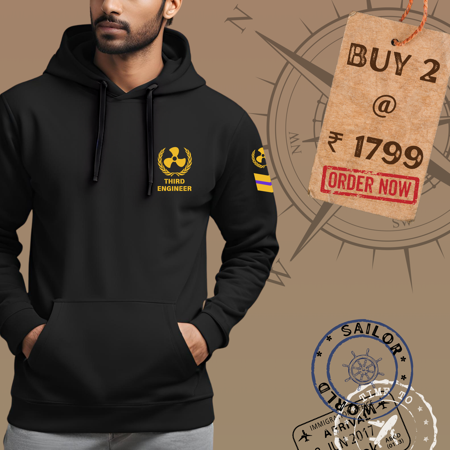 3rd Engineer Merchant Navy Premium Hoodie (All season)