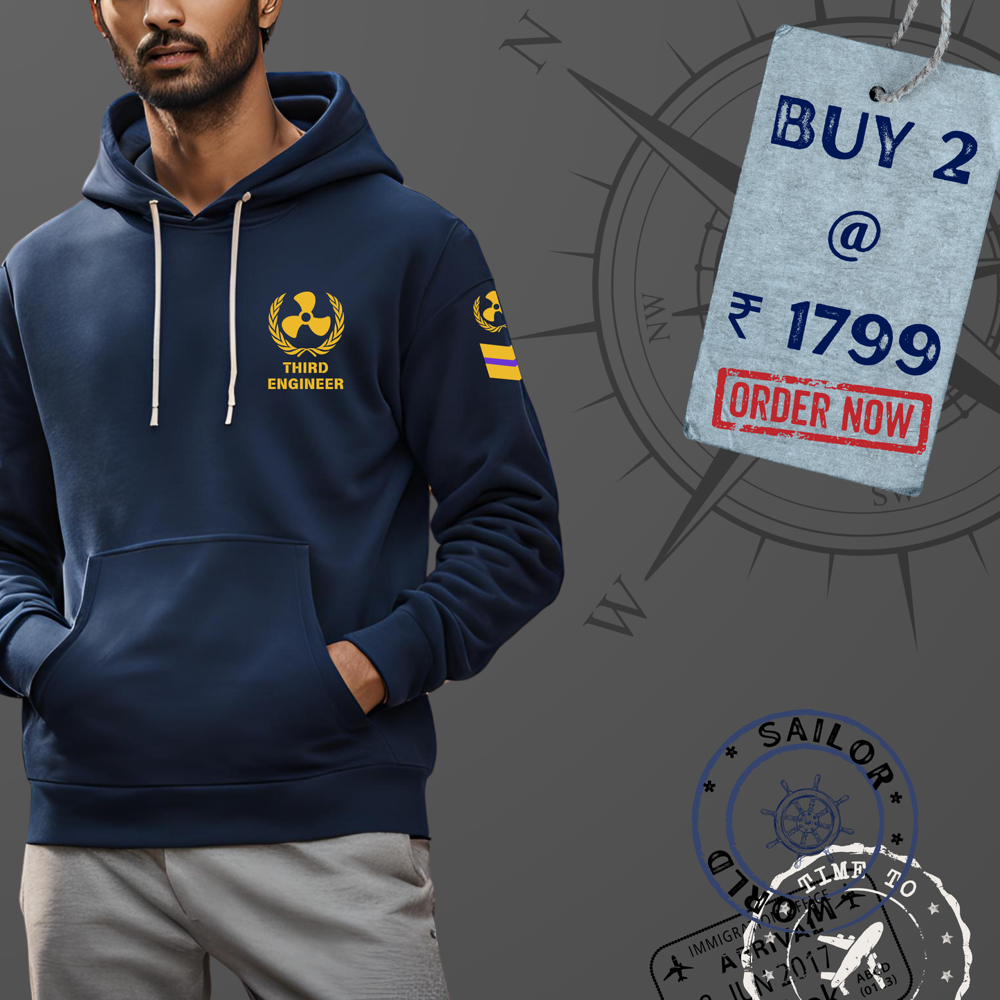3rd Engineer Merchant Navy Premium Hoodie (All season)