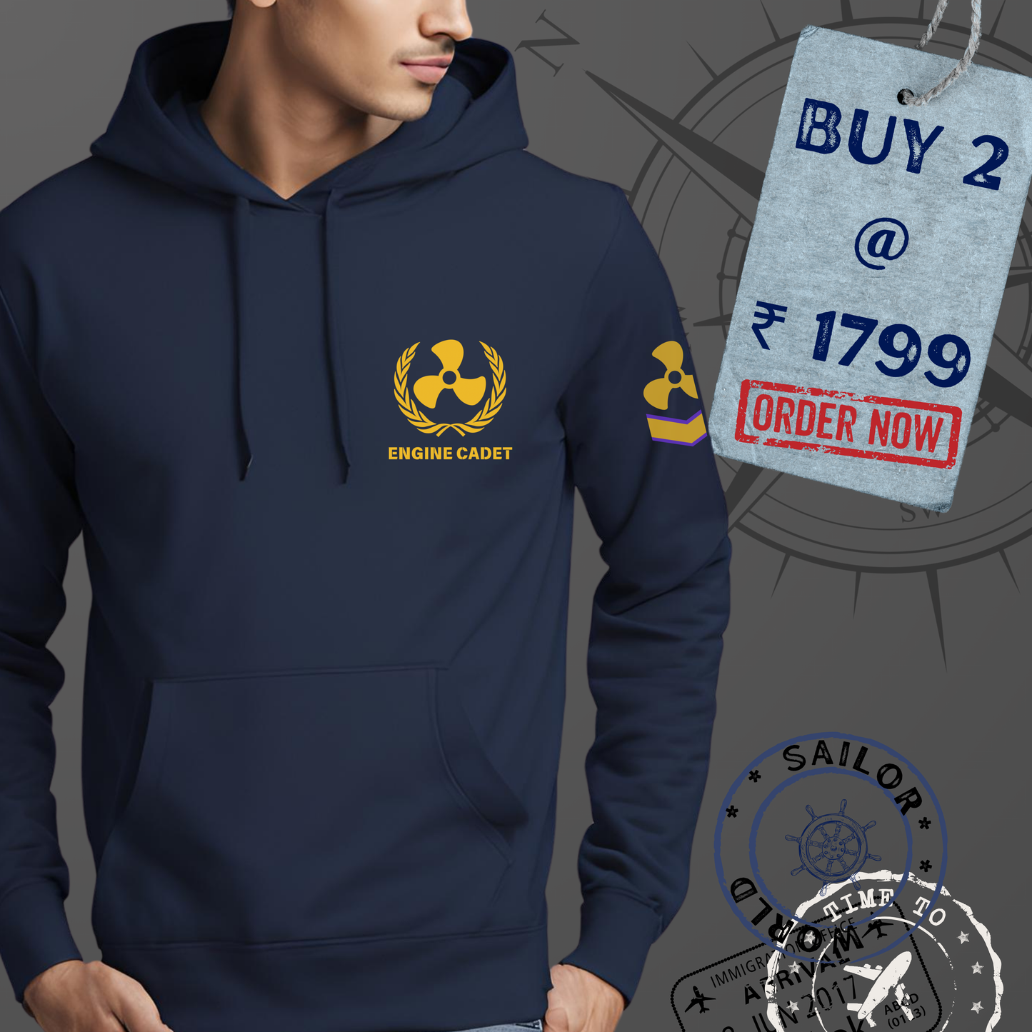 Engine Cadet Merchant Navy Premium Hoodie (All season)