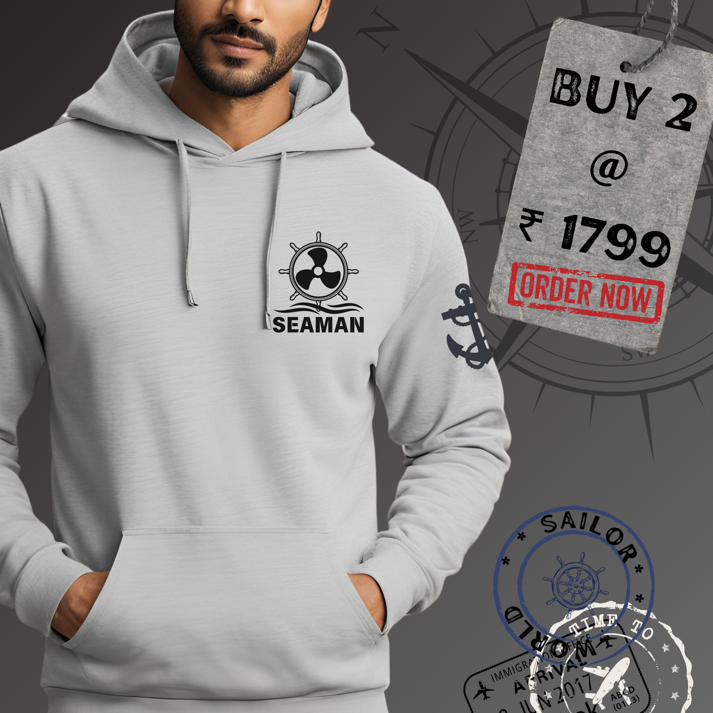 Seaman Merchant Navy Propeller Premium Hoodie (All season)