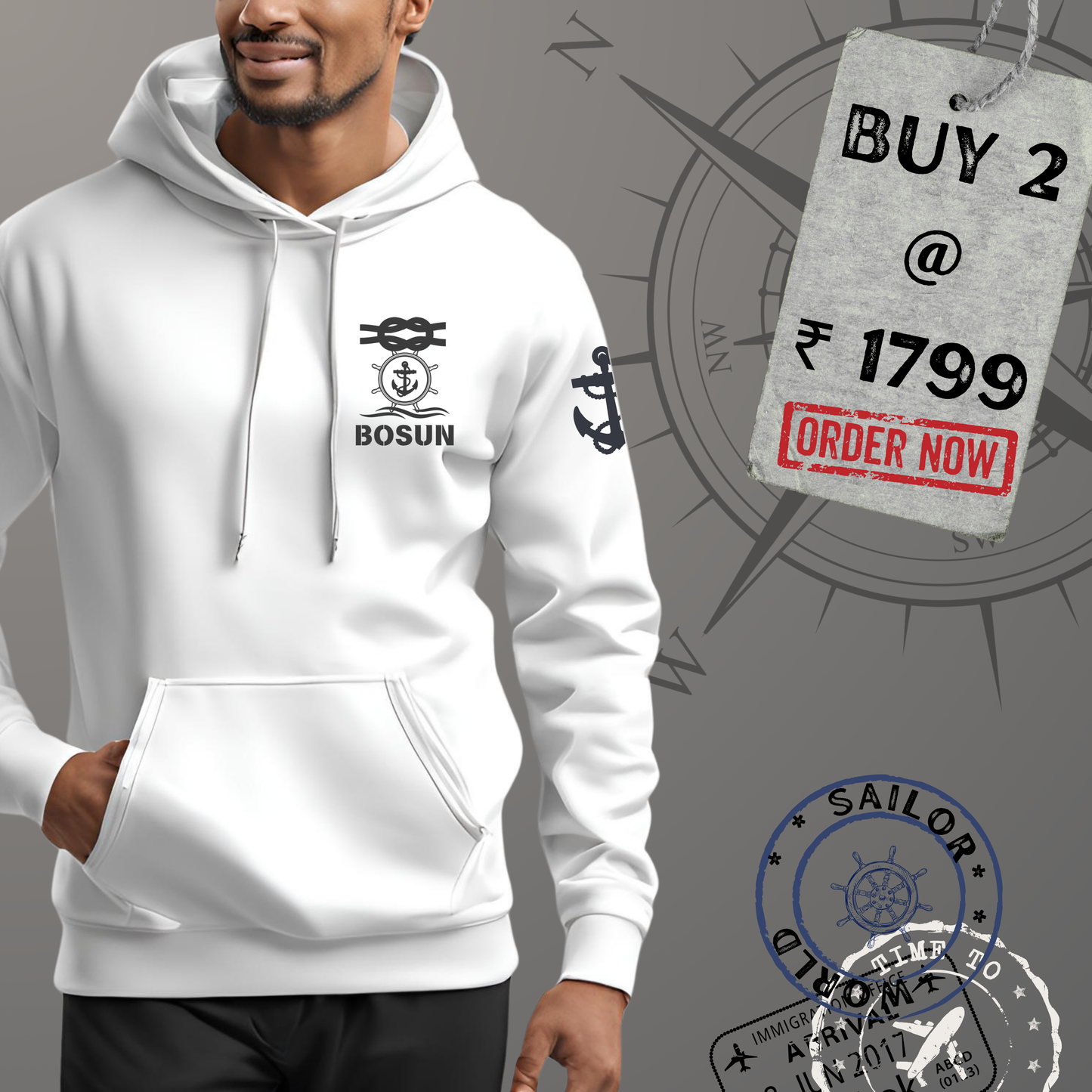 Bosun Merchant Navy Premium Hoodie (All season)