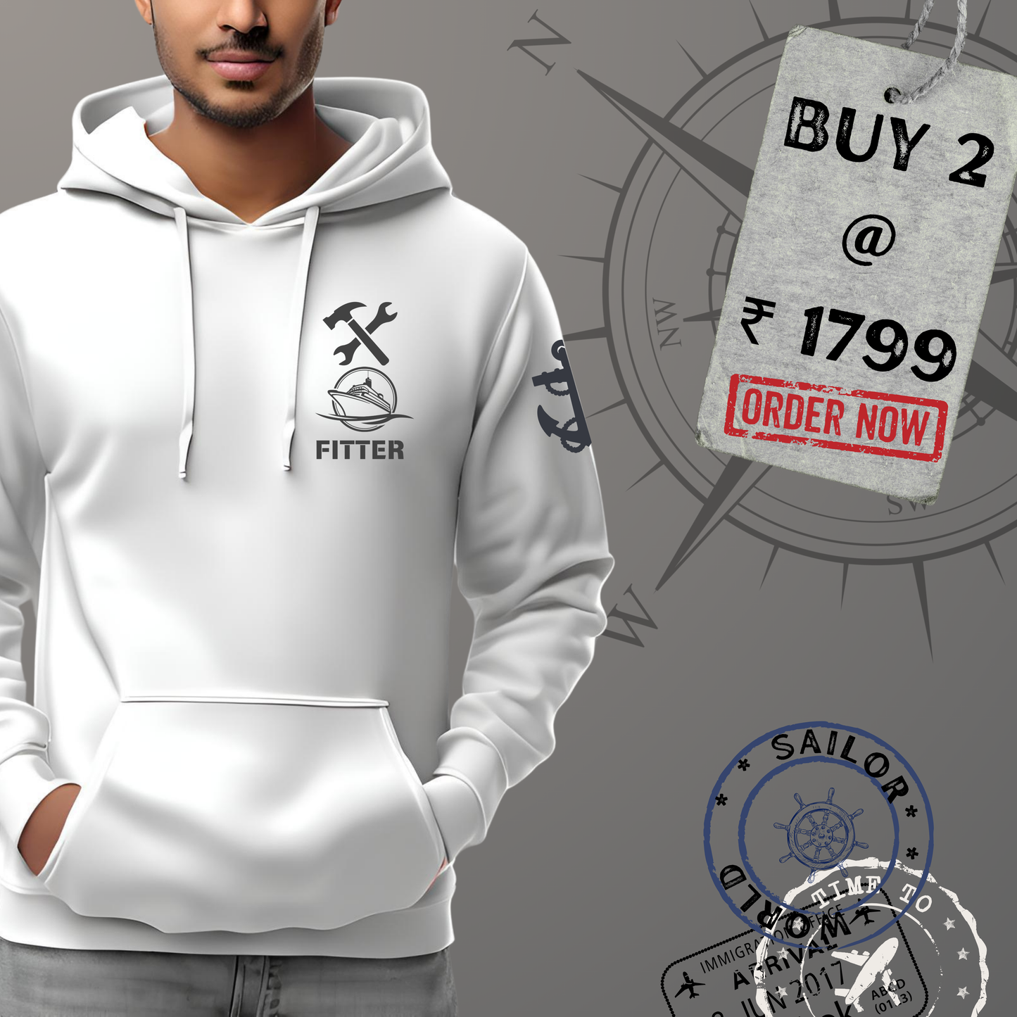 Fitter Seaman Merchant Navy Premium Hoodie (All season)