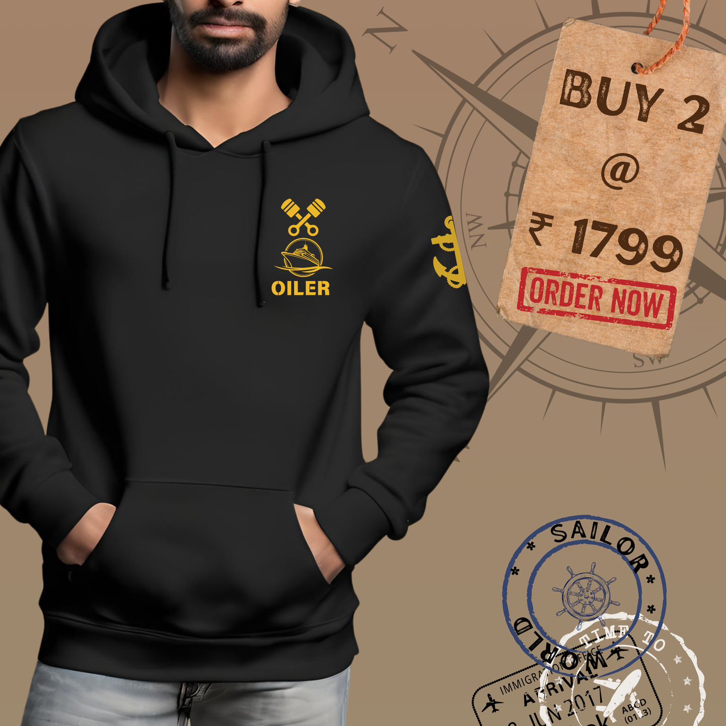 Oiler Seaman Merchant Navy Premium Hoodie (All season)
