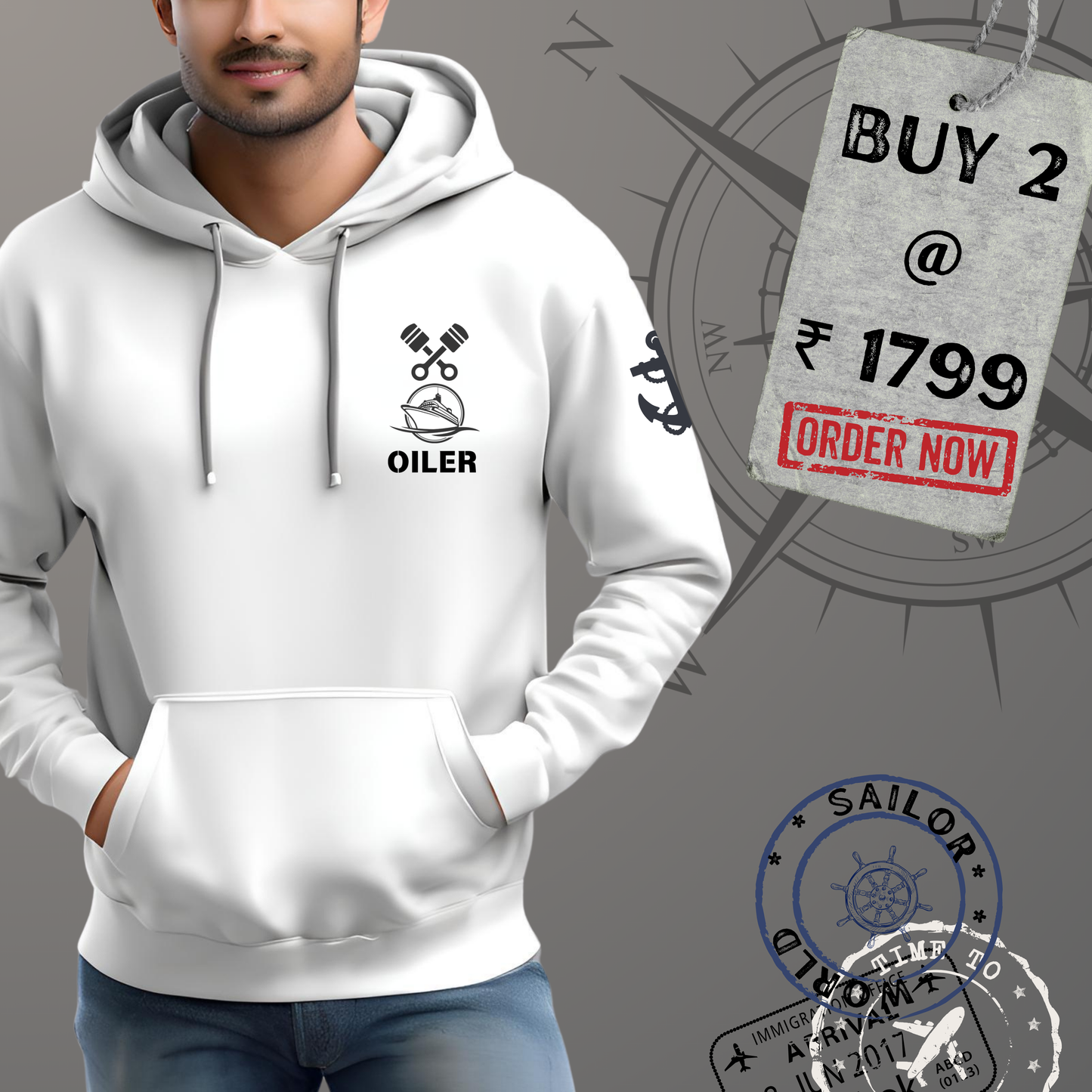 Oiler Seaman Merchant Navy Premium Hoodie (All season)