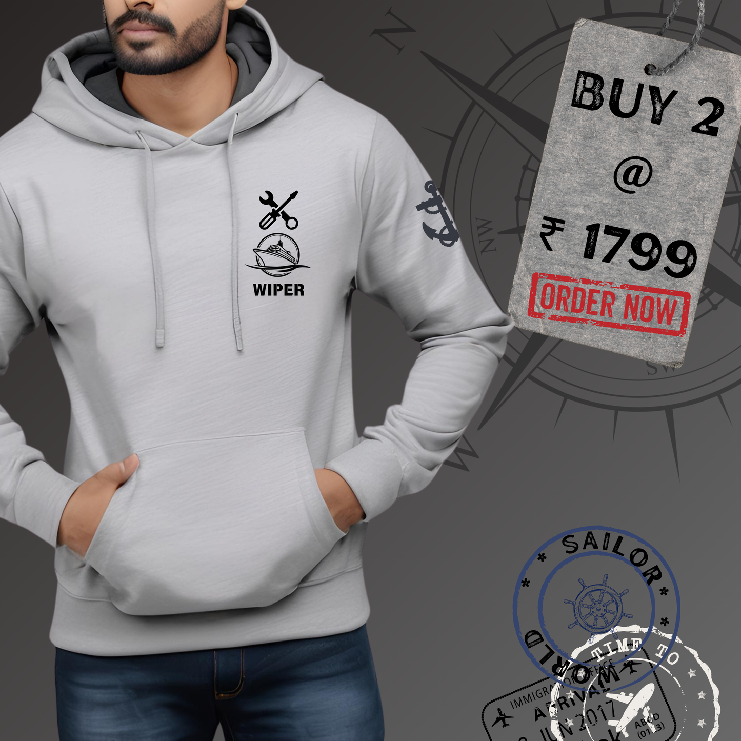 Wiper Merchant Navy Premium Hoodie (All season)