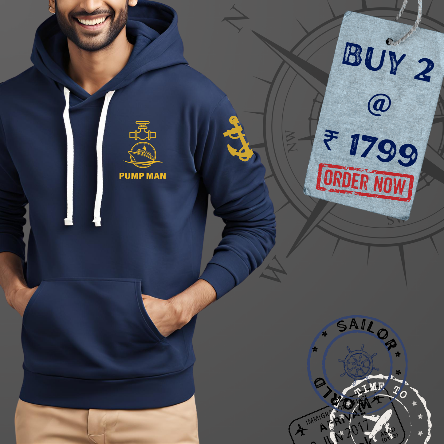 Pumpman Merchant Navy Premium Hoodie (All season)