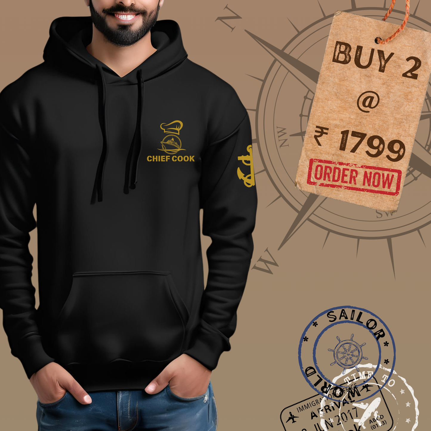 Chief cook Merchant Navy Premium Hoodie (All season)