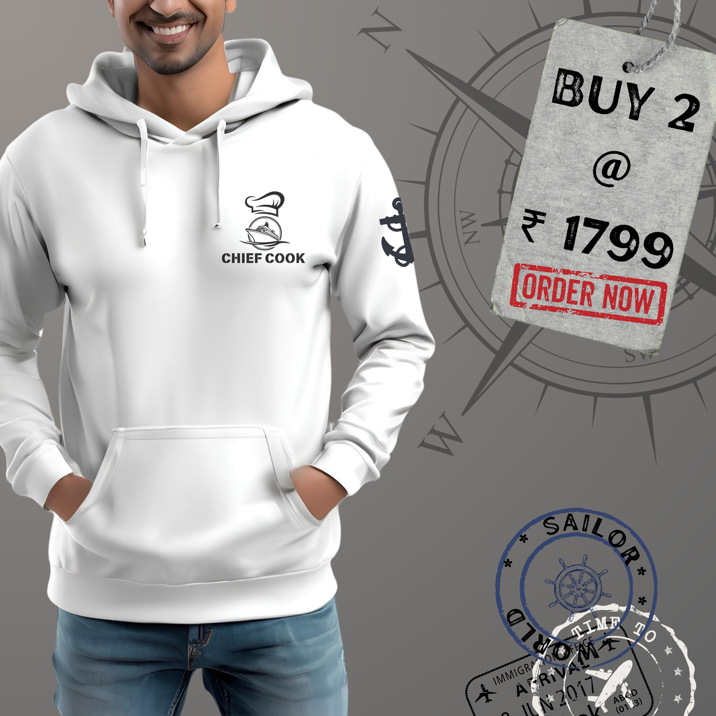 Chief cook Merchant Navy Premium Hoodie (All season)