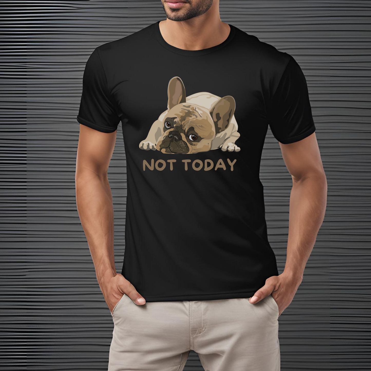 Male Round neck t-shirt- Not today lazy dog