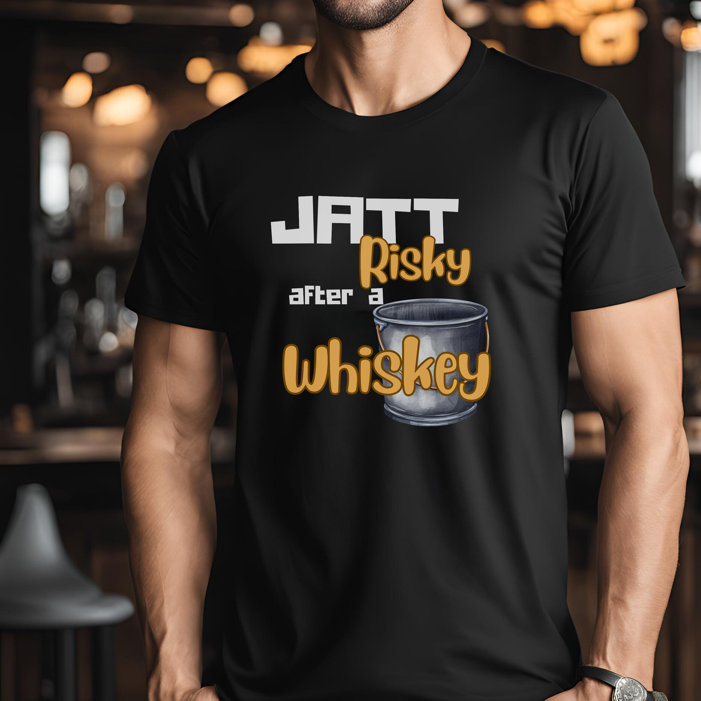 Male round neck t-shirt- Jatt Risky after Whisky