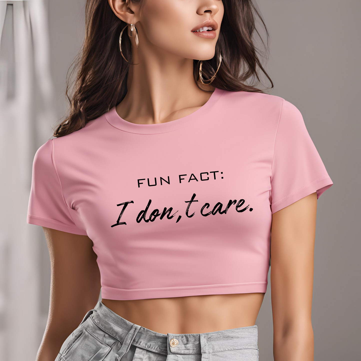 Female round neck t-shirt- I don't care
