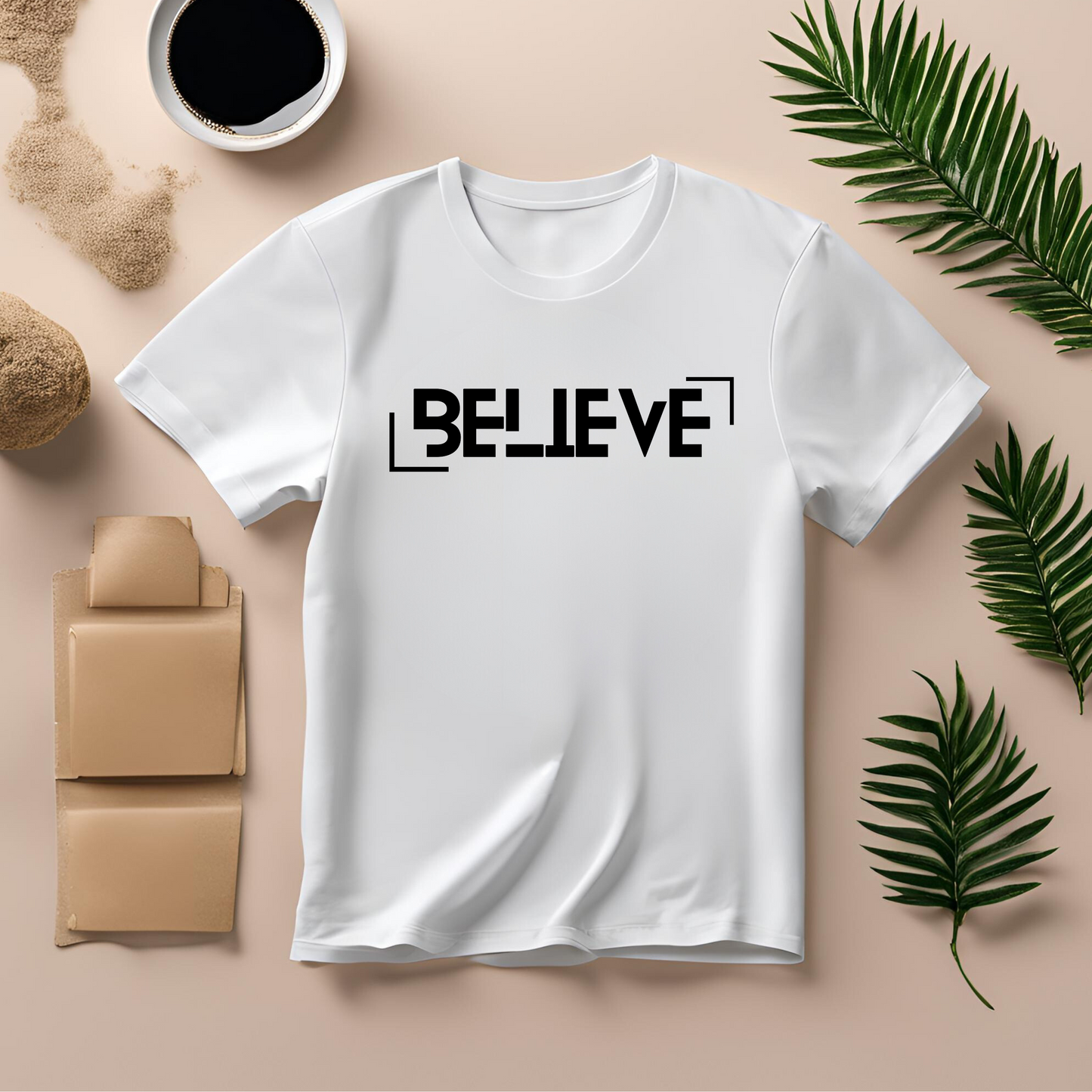 Male round neck t-shirt- Believe