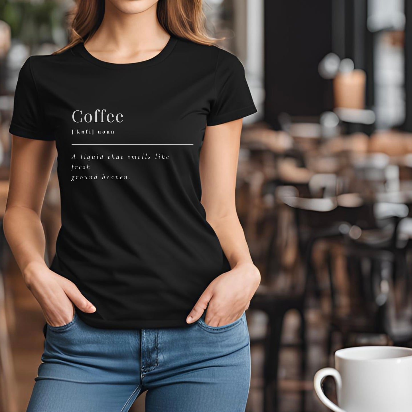 Female round neck t-shirt- Coffee