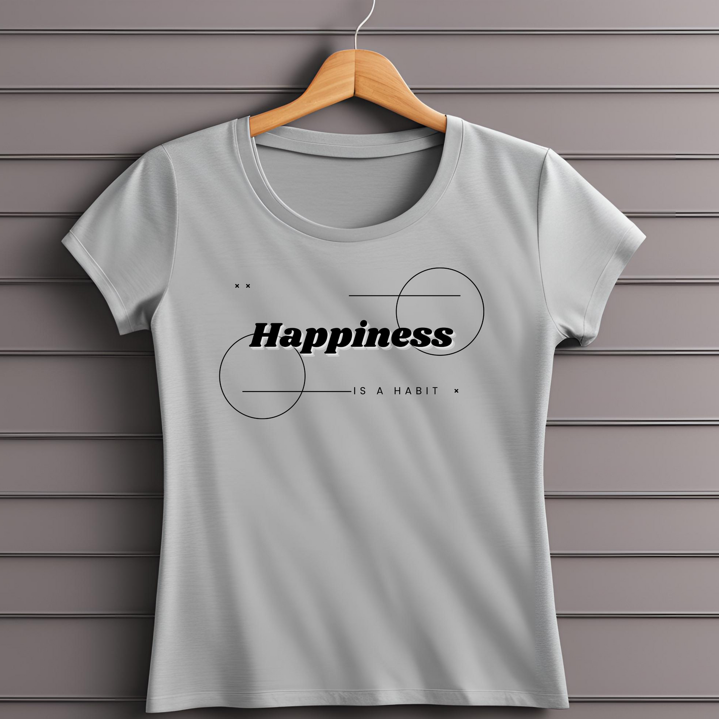 Female round neck t-shirt- Happiness