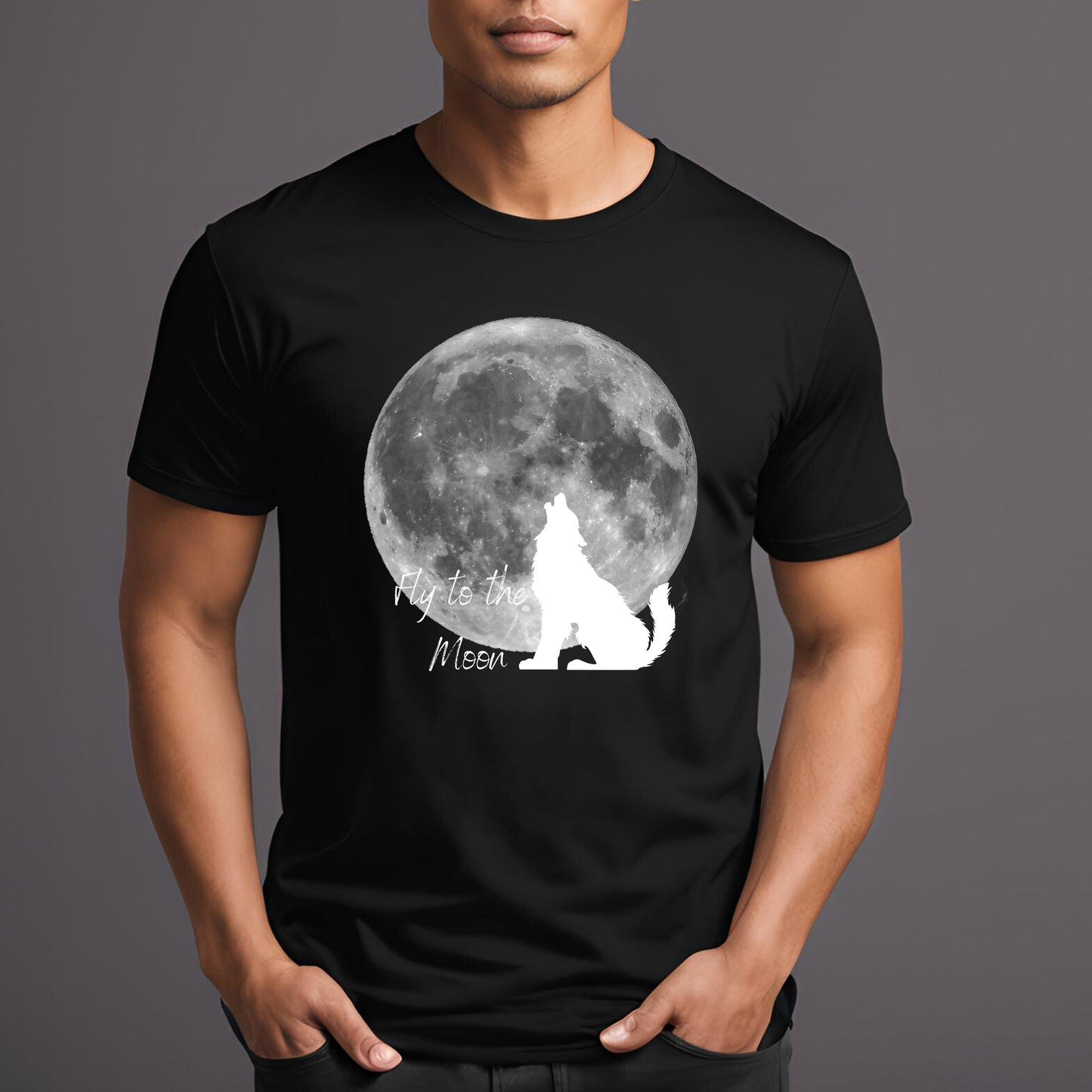 Unisex round neck t-shirt- Flying to the moon