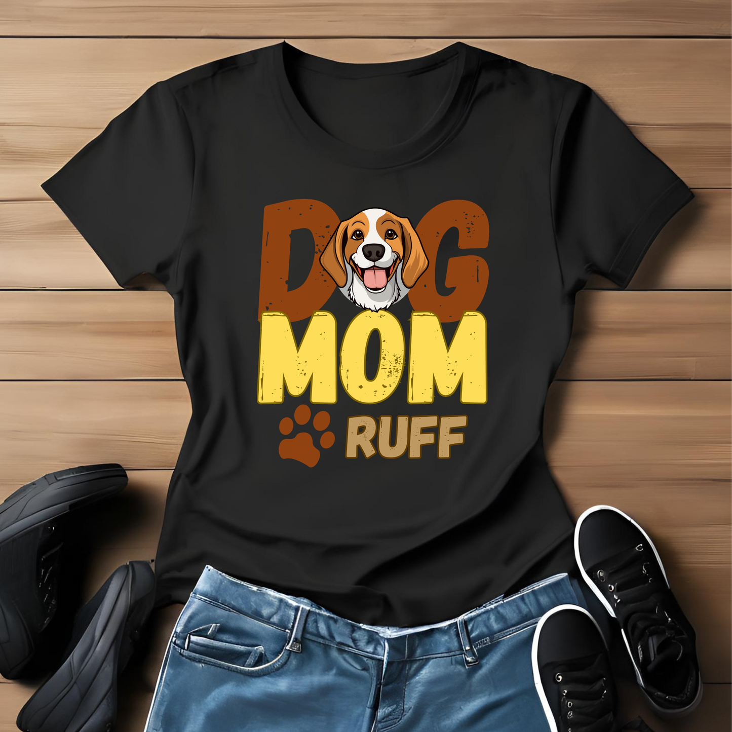 Female round neck t-shirt- Dog Mom