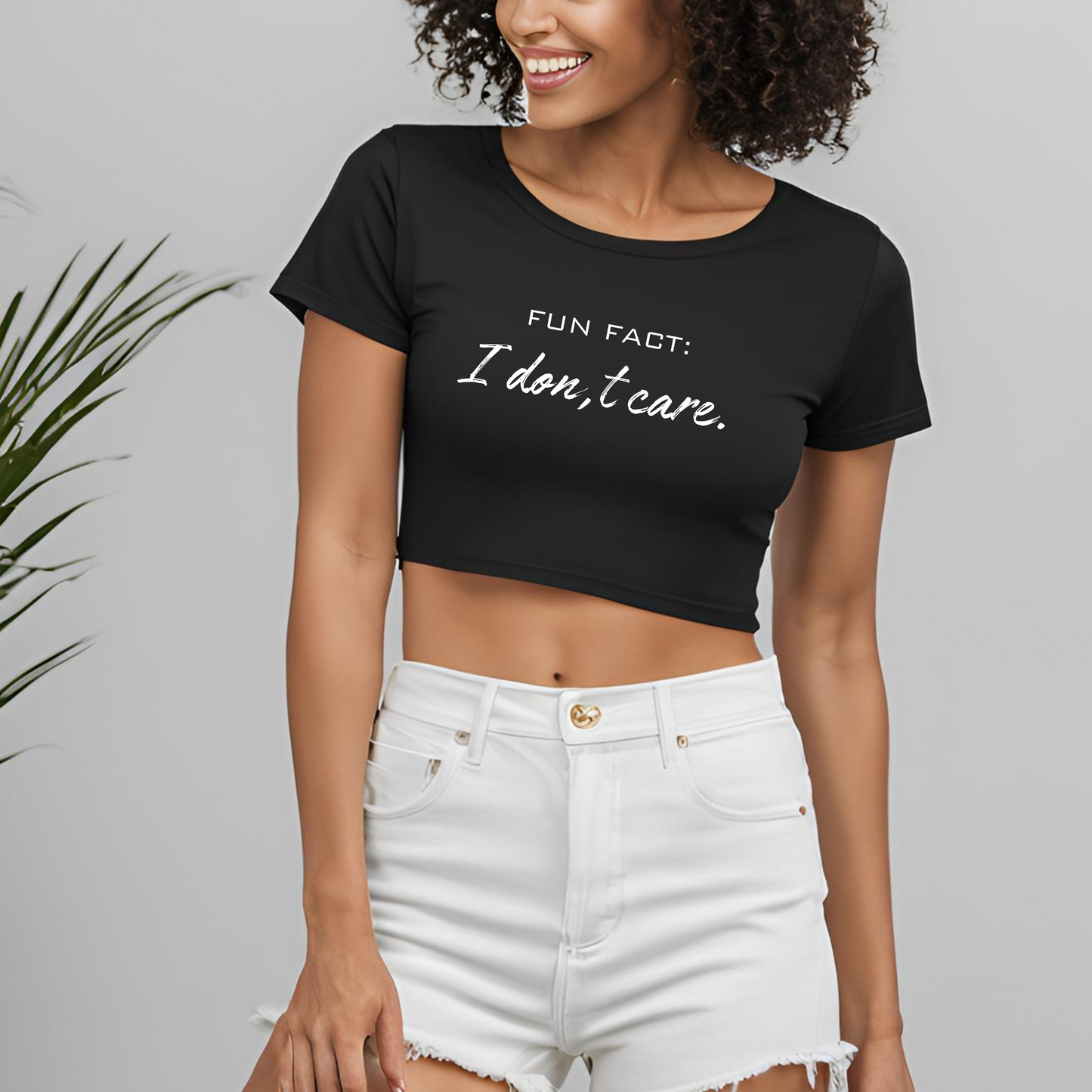 Female round neck t-shirt- I don't care