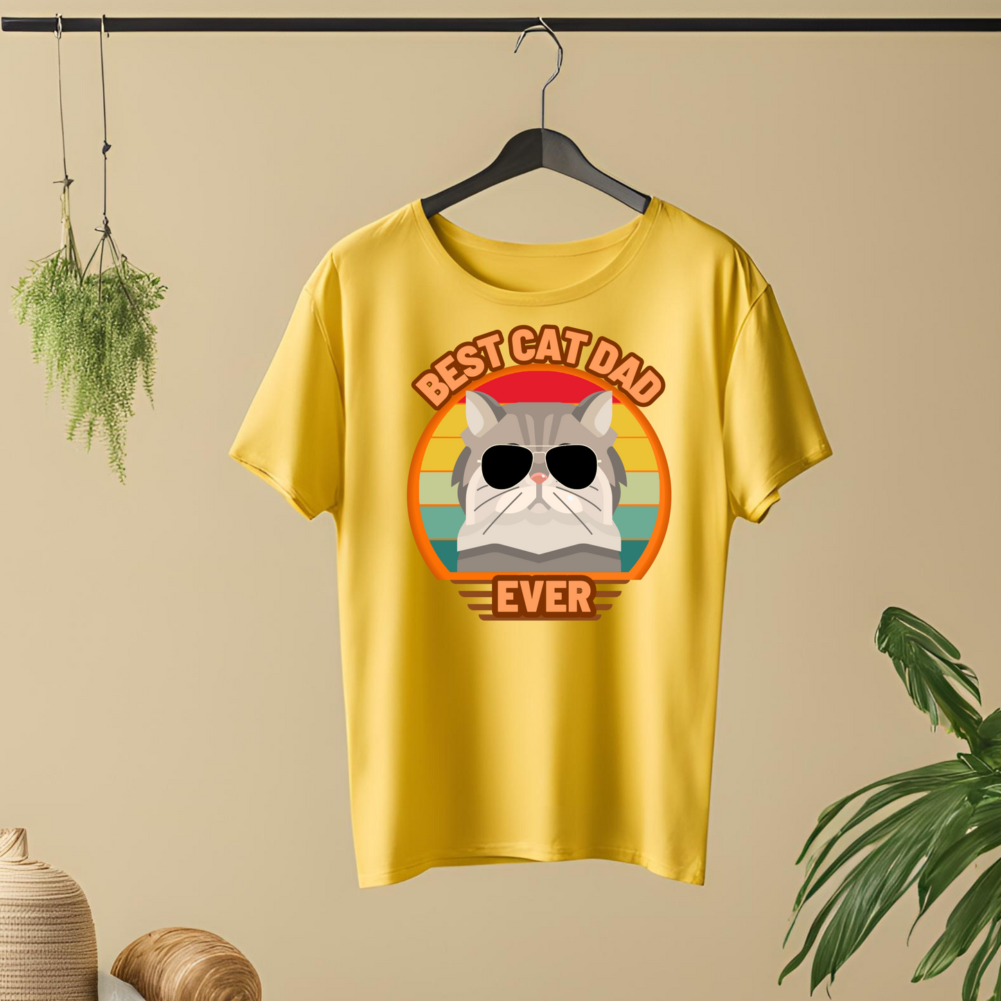 Male round neck t-shirt- Best Cat Dad Ever