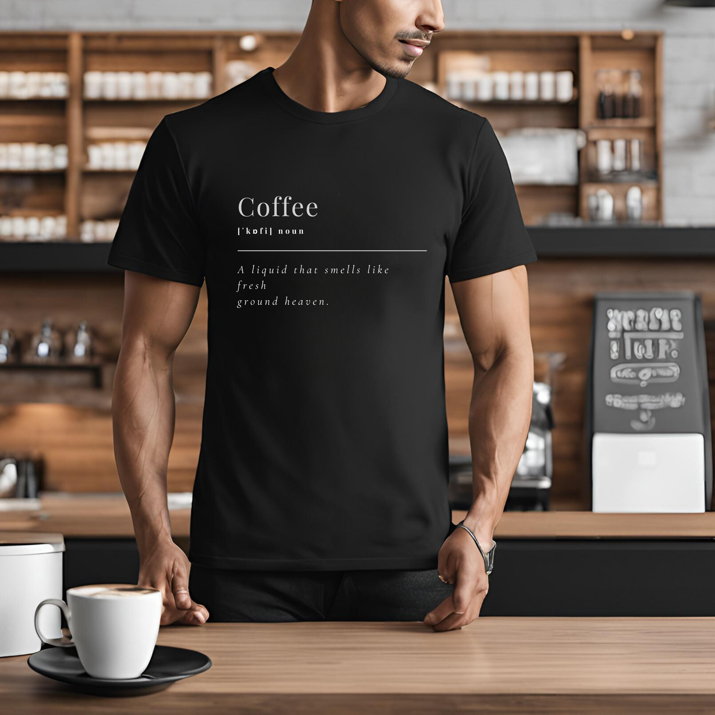Male round neck t-shirt- Coffee