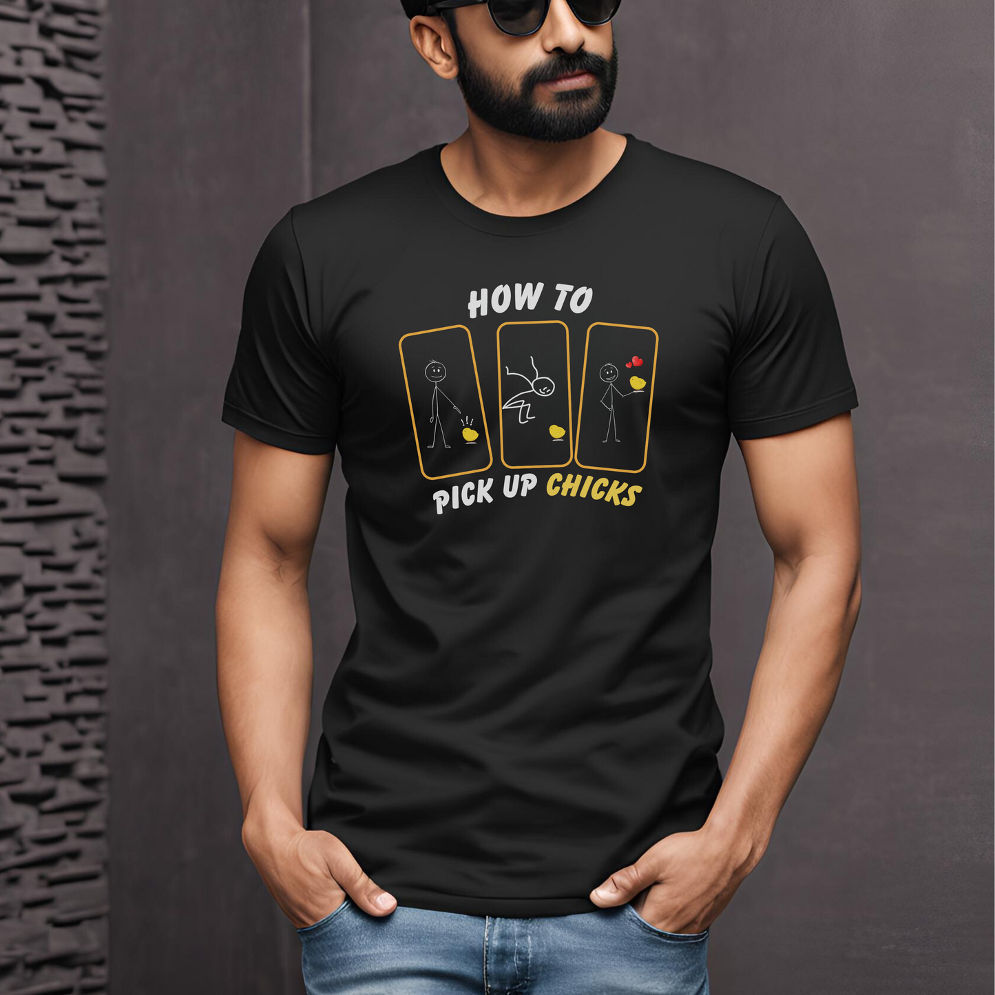 Male round neck t-shirt - How to pick up chicks