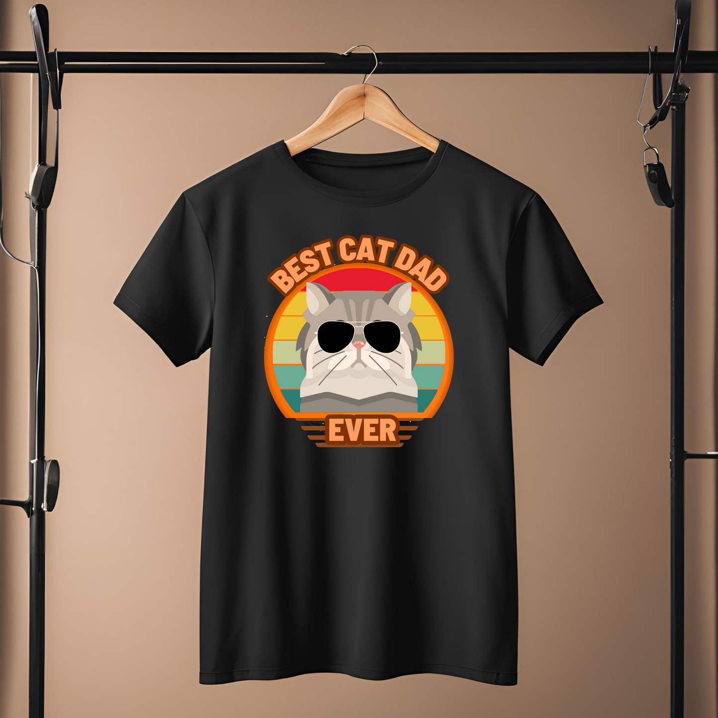 Male round neck t-shirt- Best Cat Dad Ever