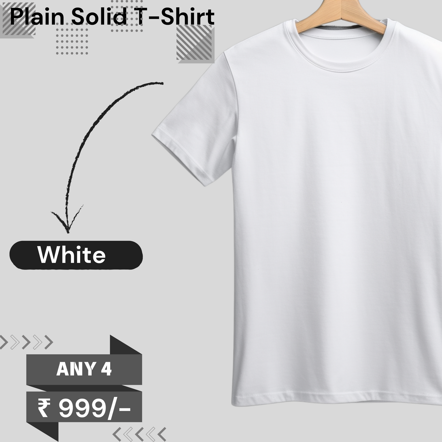 Plain regular Fit t-shirt: BUY 4 @ 999/-