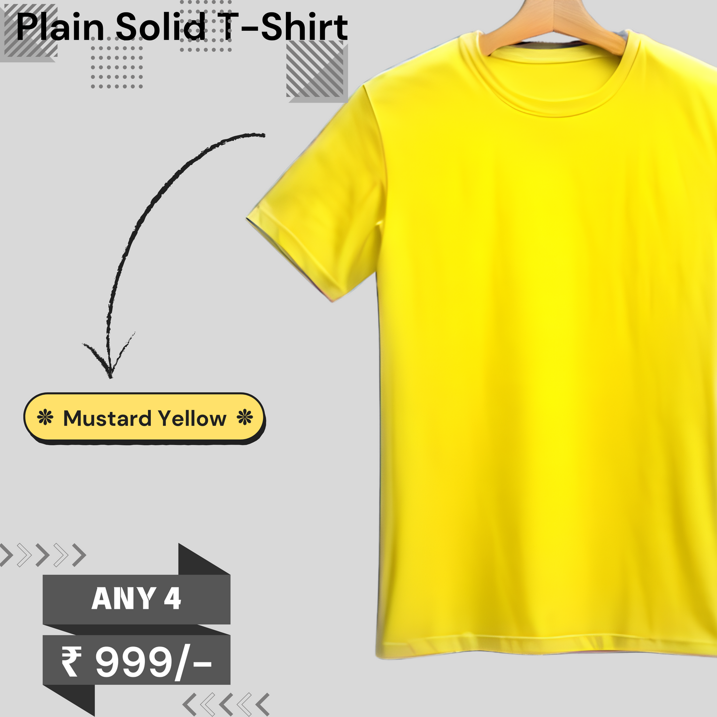 Plain regular Fit t-shirt: BUY 4 @ 999/-