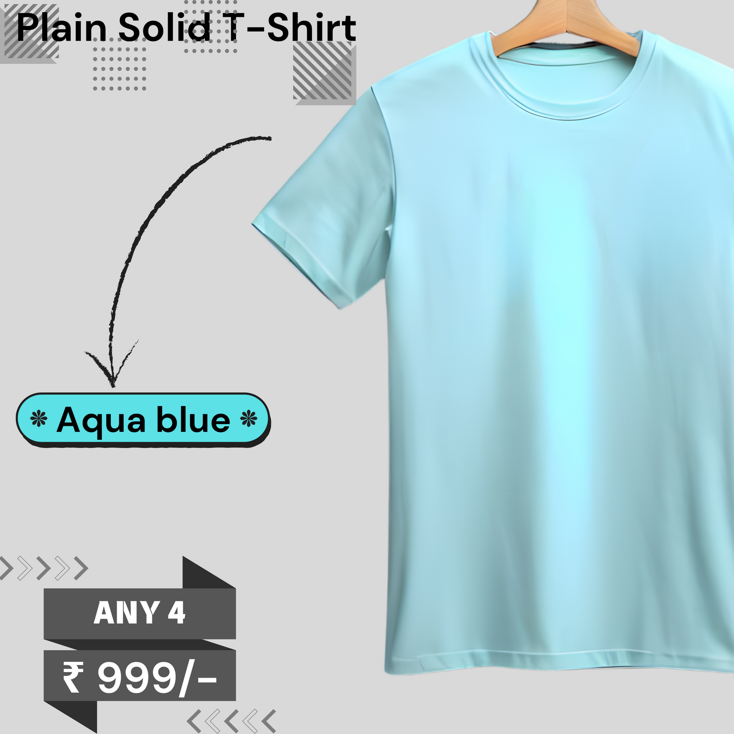 Plain regular Fit t-shirt: BUY 4 @ 999/-