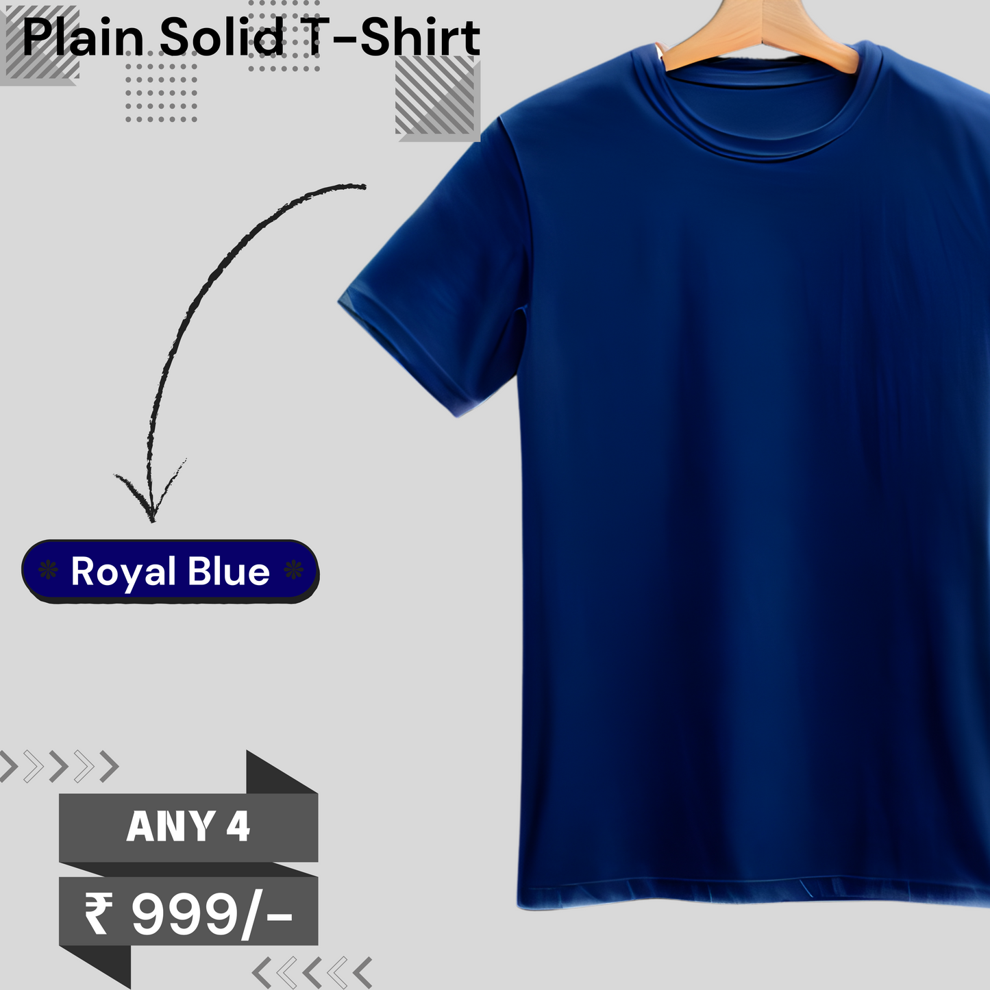 Plain regular Fit t-shirt: BUY 4 @ 999/-
