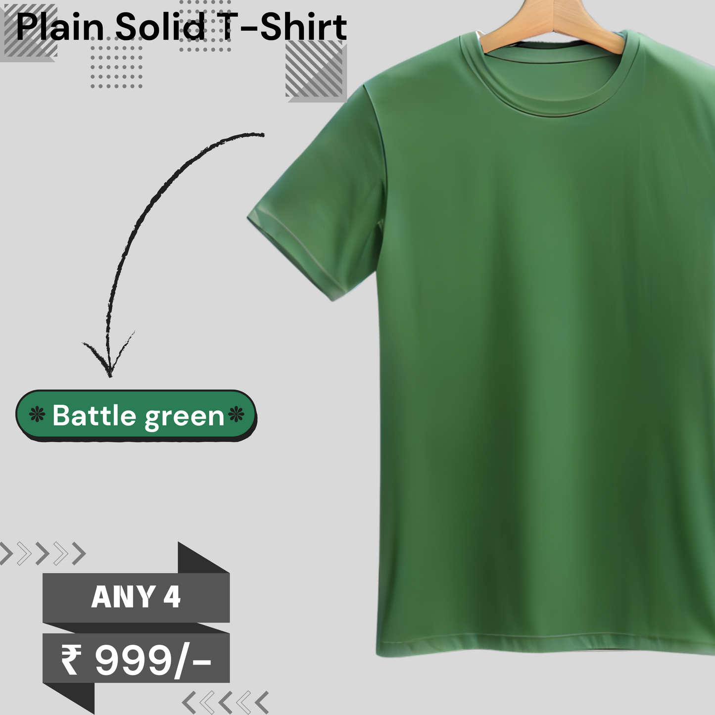 Plain regular Fit t-shirt: BUY 4 @ 999/-