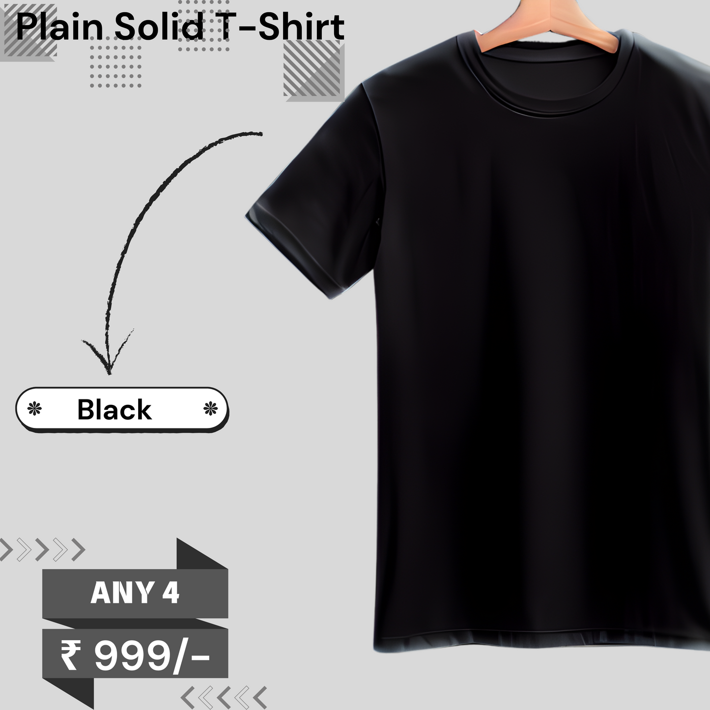 Plain regular Fit t-shirt: BUY 4 @ 999/-