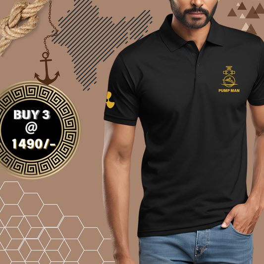 Pump man Merchant Navy Polo neck propeller T-shirt