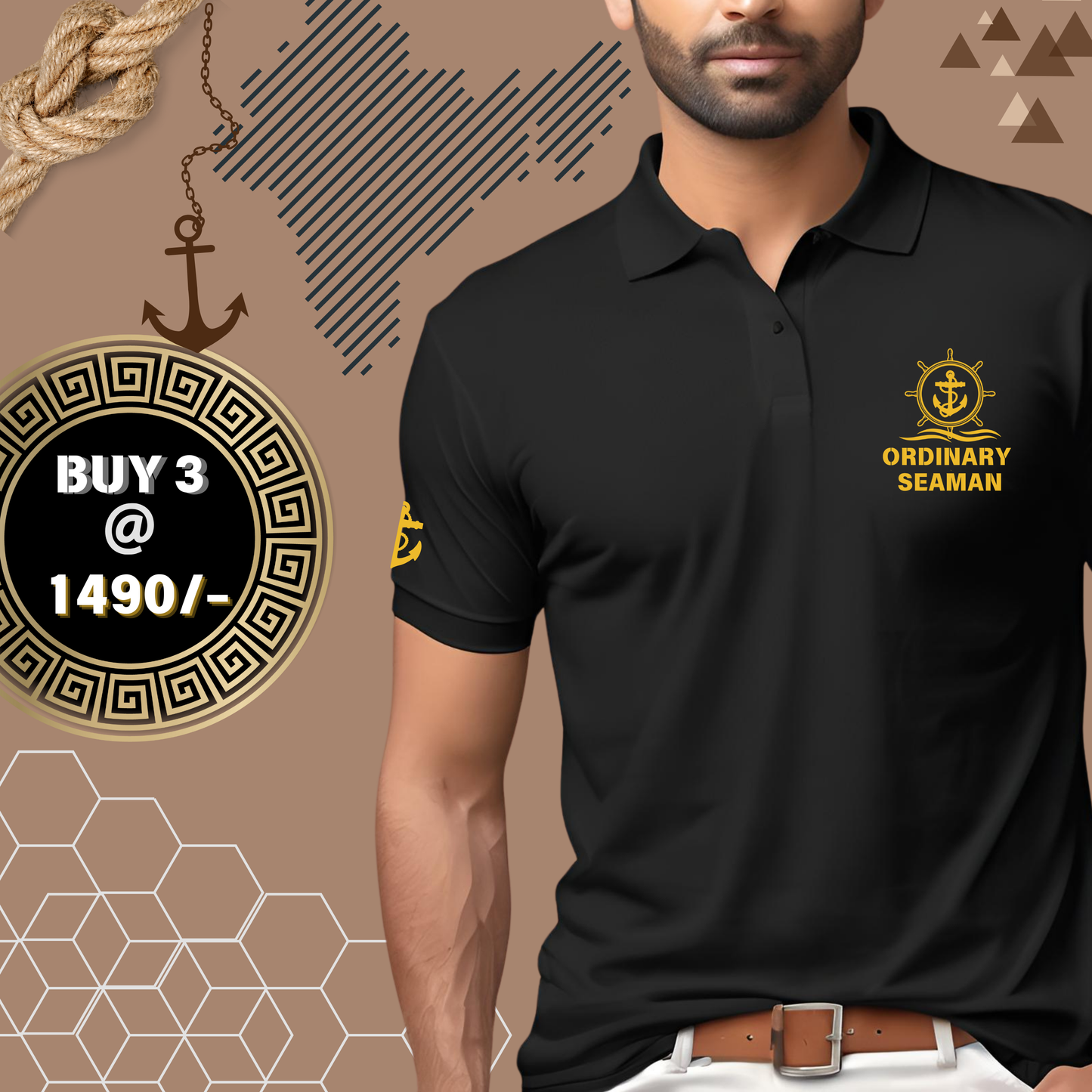 Ordinary seaman / OS Merchant Navy Polo neck Anchor T-shirt