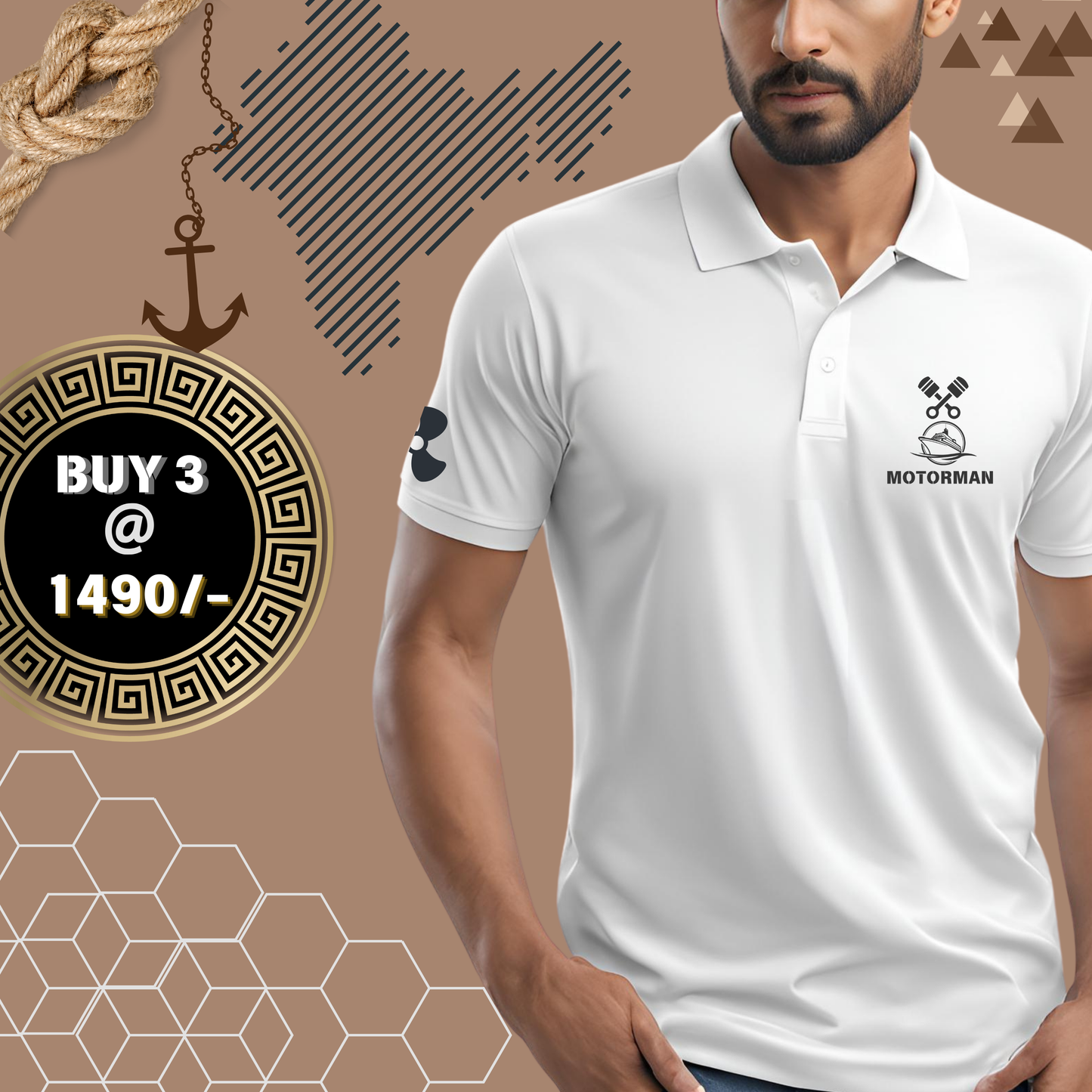 Motorman / MTM Merchant Navy Polo neck Propeller T-shirt