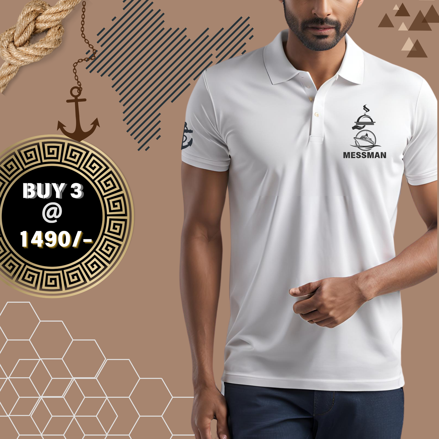Messman / Steward Merchant Navy Polo neck Anchor T-shirt