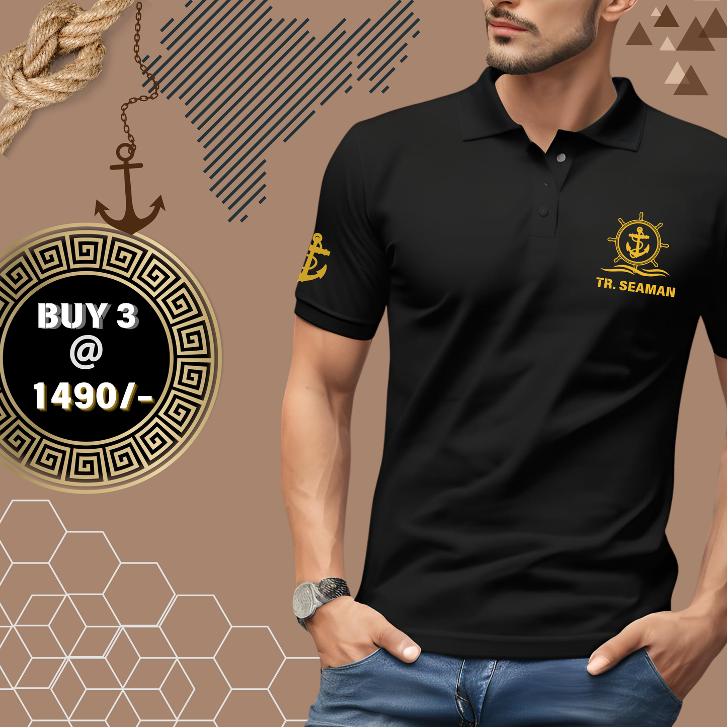 Trainee Seaman / Tr. Ordinary Seaman Navy Polo neck Anchor T-shirt